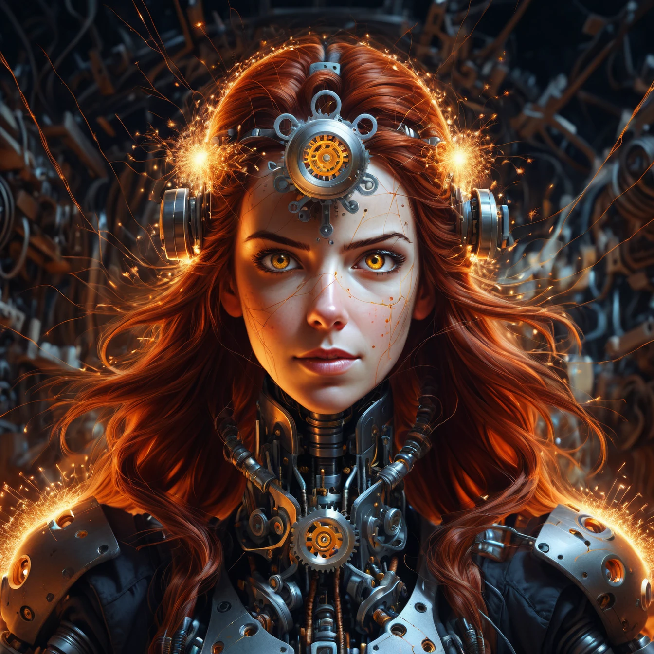 sparks, a mechanical female portrait, highly detailed <lora:sparks-xl:1>