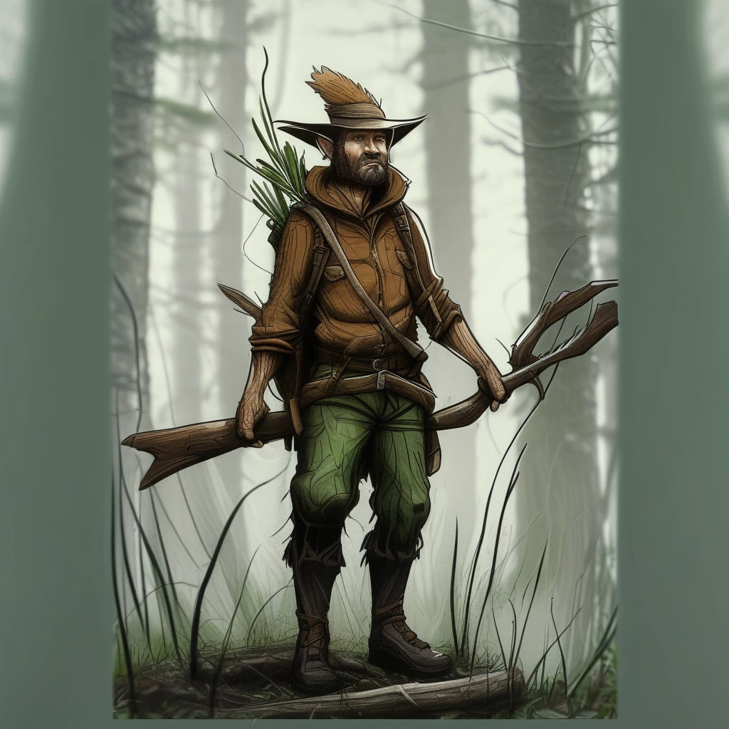 illustration, sketch, character concept, woodsman, ranger,