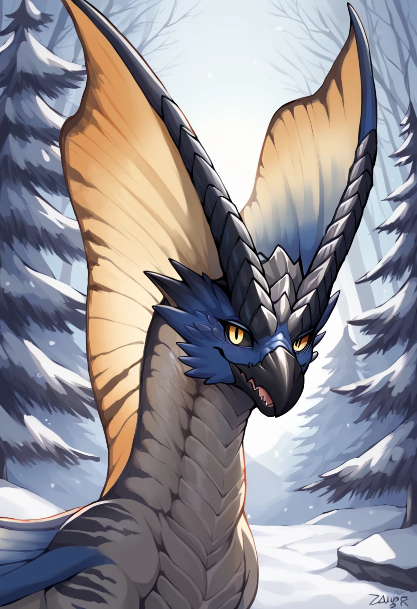 <lora:MH_Legiana_a1_4_PonyXL_spnckpt1_th-1.4>,<lora:BG2_dpep4+silicon29dim64:1>,<lora:PDXL_artist_tags_v2_big:0.8>,score_9,score_8_up,score_7_up,source_furry,legiana,feral,by zackary911,by syuro,by dagasi,by hanuvo,solo,hi res,detailed background,forest,snow,
looking at viewer,extreme detail,dynamic lighting,cinematic lighting,yellow eyes,no sclera,three-quarter view,