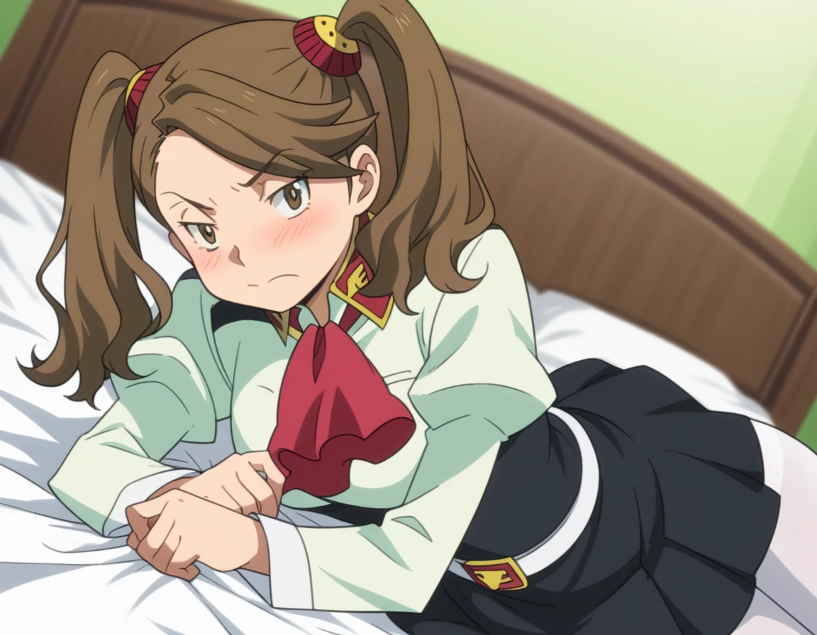 score_9, score_8_up, score_7_up, source_anime,
kaorukosazaki, <lora:kaoruko-sazaki-s2-ponyxl-lora-nochekaiser:1>,
kaoruko sazaki, long hair, brown hair, hair ornament, twintails, swept bangs, brown eyes,
skirt, pantyhose, belt, white pantyhose, high-waist skirt, puffy sleeves, long sleeves, ascot, red ascot, black skirt,
indoors, bed, bed room, on side, blush, drunk,
looking at viewer, dutch angle, cowboy shot, solo,