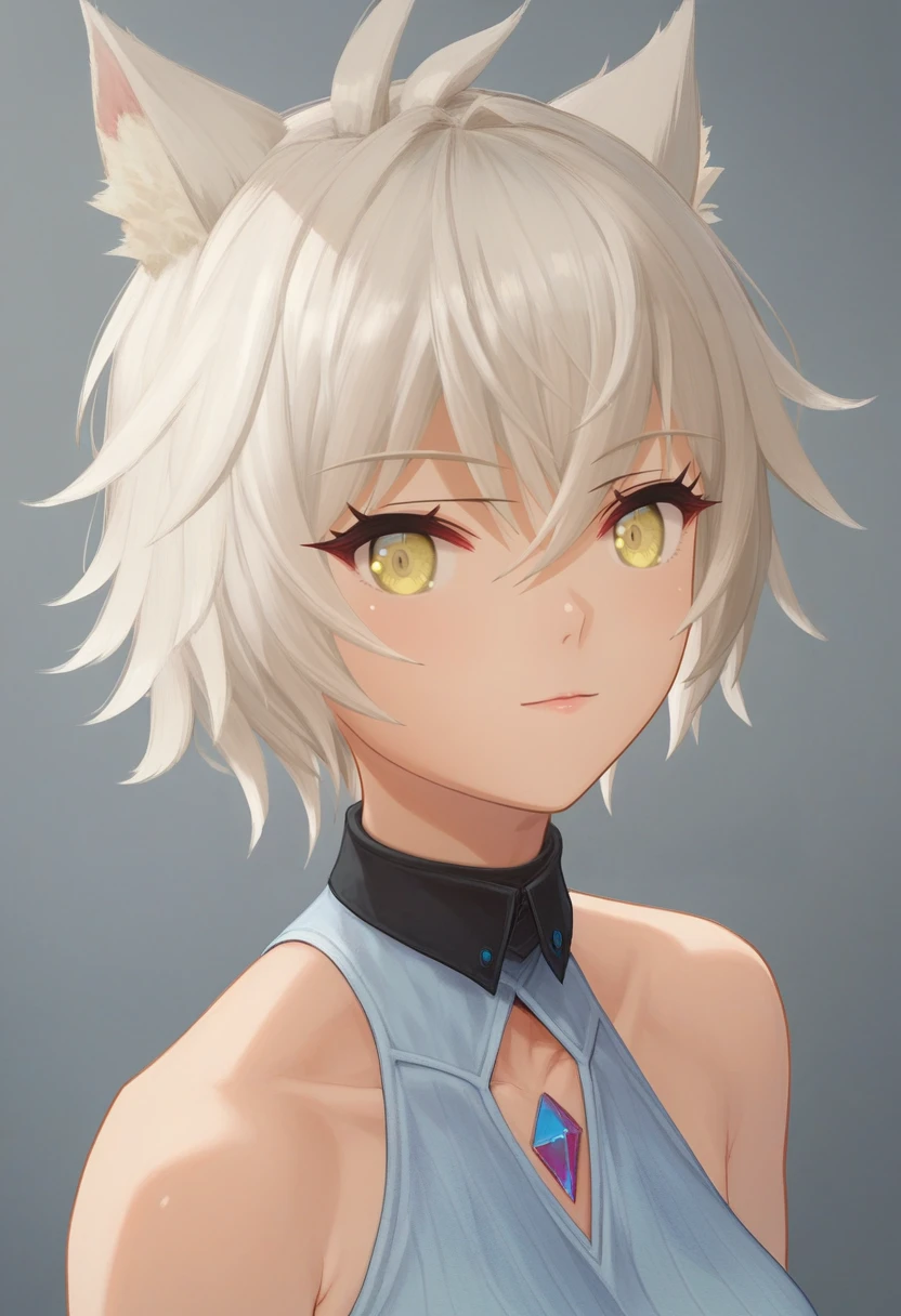 score_9, score_8_up, score_7_up, 1girl, solo, upper body, portrait, ribbed shirt, chest jewel, pale yellow eyes, looking at viewer, messy hair, na'el, simple background<lora:nael xl 033 fro 95:1>