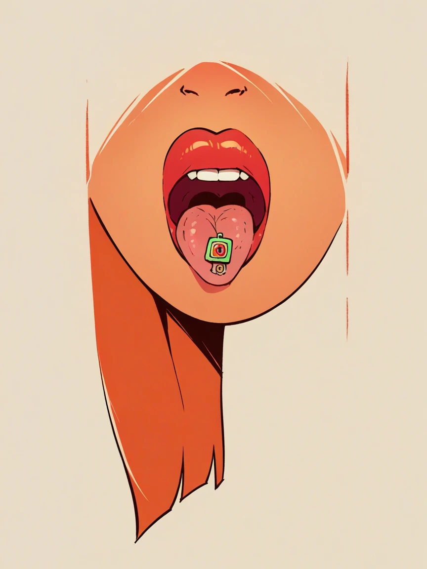 score_9, score_8_up, score_7_up, score_6_up, <lora:34tp4p3rXLP:0.9> 34tp4p3r, open mouth, tongue out, source_cartoon, flat color, small stamp, solo, 1girl long hair,