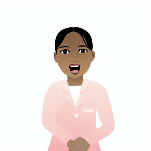 brown eyes, black eyes, smile, dark-skinned female, open mouth, simple background, upper body, straight-on, dark skin, black hair, facing viewer, lipstick