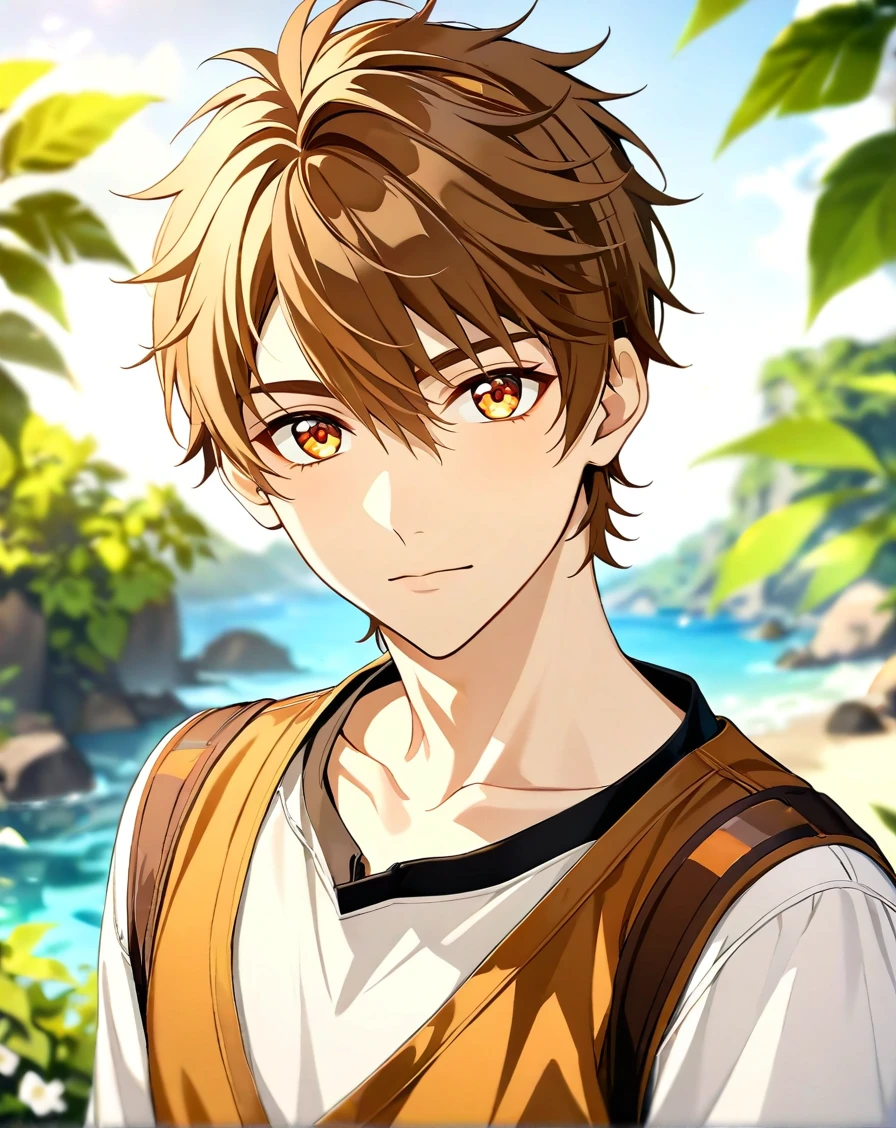 masterpiece, best quality, very aesthetic, absurdres, very detailed, depth of field, ((1boy, solo, male only, male focus, upperbody)), (luke_pearce, 1boy, brown hair, amber eyes, short hair, hair between eyes, bangs), looking at viewer, facing viewer, collarbone, outdoors, <lora:luke_sdxl_lora:0.74>, <lora:Lightning-8:1>