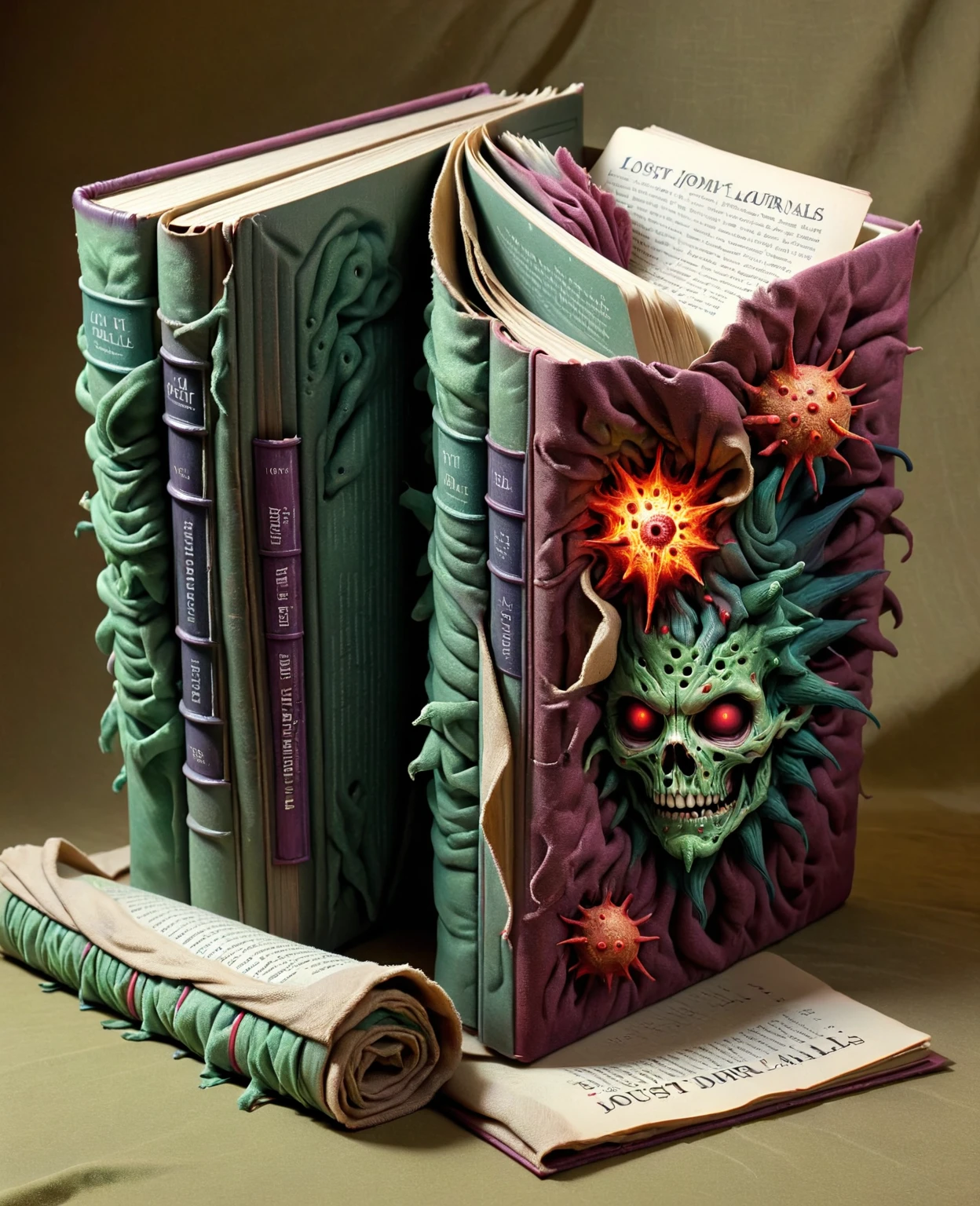DonMV1r4lXL lost journals, dust jacket, cloth, literarium, <lora:DonMV1r4lXL-000008:1>