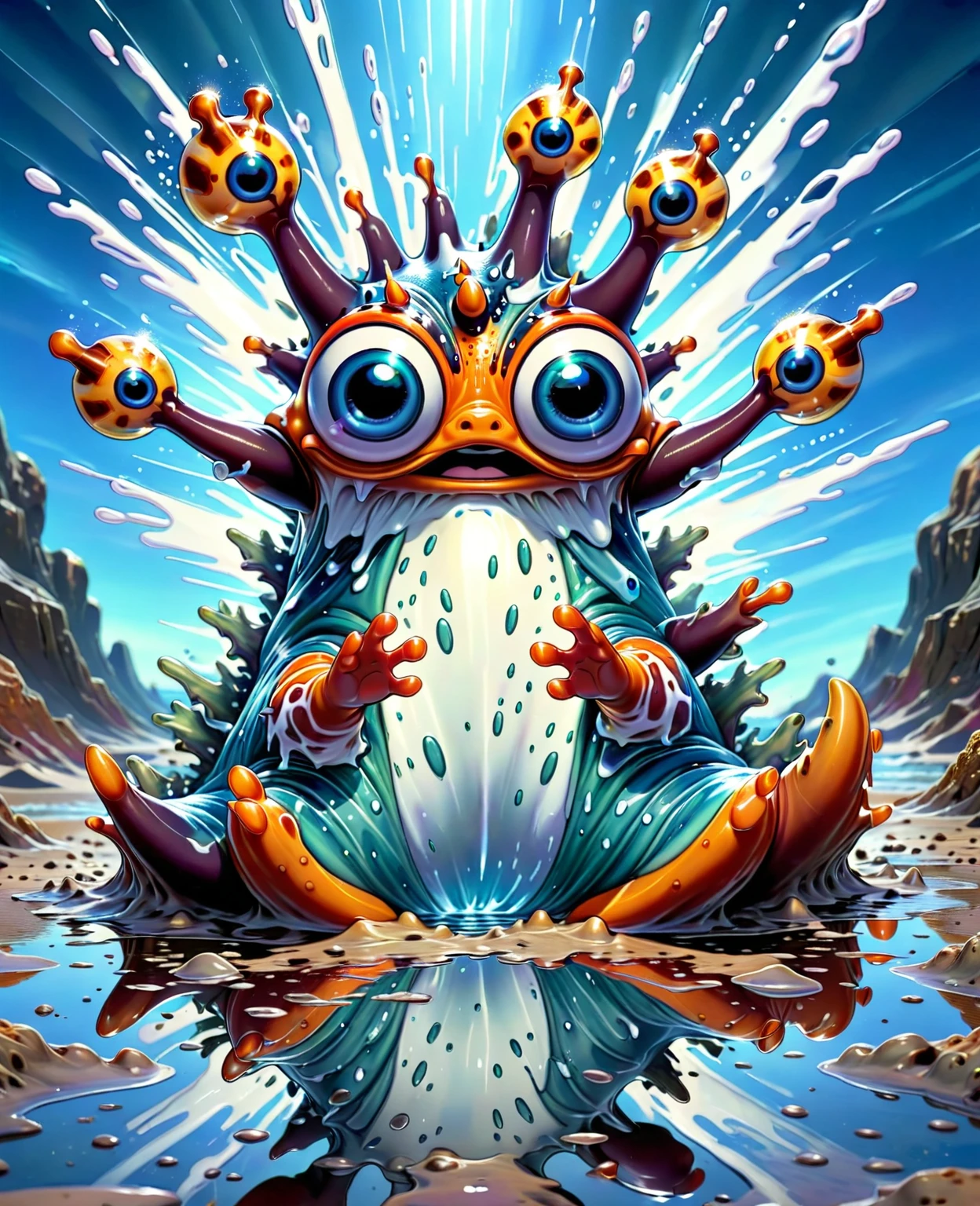 DonMC4745tr0ph1cXL  supernova sea slug,reflection on puddle,multiverse,   <lora:DonMC4745tr0ph1cXL:1>