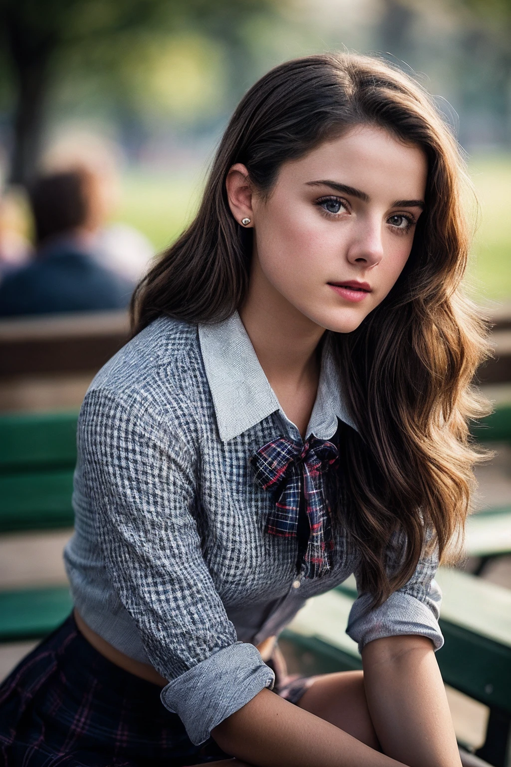 LauraW_SoloTI_v1,
(In a plaid skirt and white blouse, with a ribbon tie, for a classic and youthful look), ((A bustling campus quad, with students chatting on benches, a lively and energetic atmosphere:1.2)), (seductive), photorealistic, masterpiece, high quality, artistic, unique, award winning photograph, professional, 8k, RAW photo, best quality,flattering, (cinematic:1.3) shallow DOF, depth of field,sharp focus,
(seductive:1.3),(analog, cinematic, film grain, hazy atmosphere, cinematic shot:1.3), 
<lora:add_detail:0.6>, PA7_Portrait-MCU,