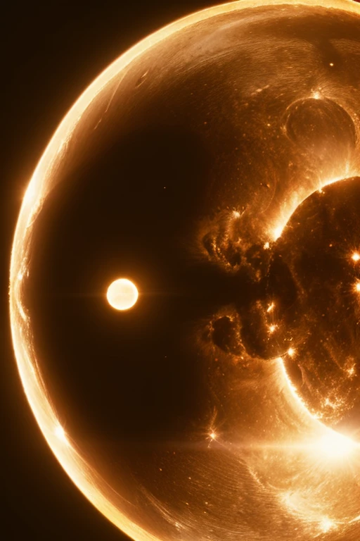 [a giant moon : a bright sun, eclipse, sun corona, solar flares, solar ejection, sun spots, chiaroscuro, cinematic lighting : 6] <lora:sunshine:0.7>