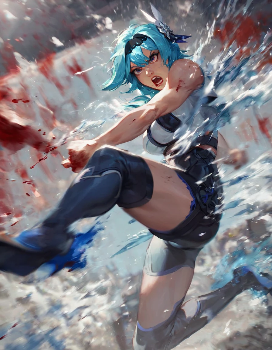score_9, score_8_up, score_7_up,
leg kick fighting stance, incoming attack, ((mid air,  dynamic, motion blur, blood splashes))
eula, 1girl, solo,looking at viewer,
serious, focused,agressive,screaming,
outdoors fighting ring,hardwire,
 <lora:muay_thai_kick:0.9>