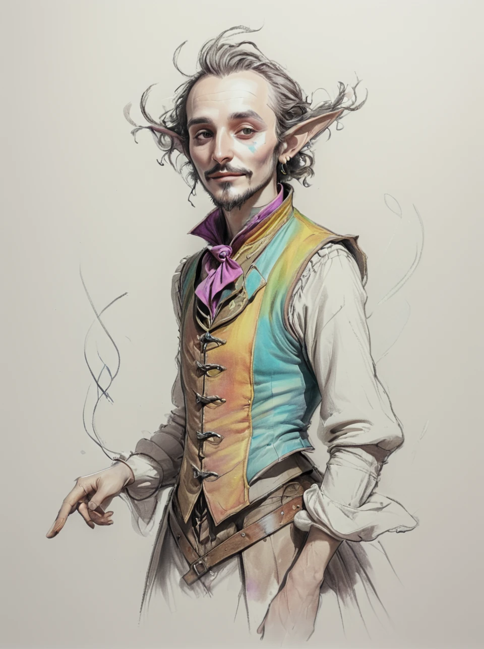 portrait, colorful , masterpiece, illustration, sketch, bard, male, <lora:artfullyFANTASKETCH_SDXL_V1:.5> <lora:artfullyPENCILRPG:.5>artpnclrpg, artfntsktch <lora:artfullyMENTALELLE SDXL V1_epoch_6:.7>