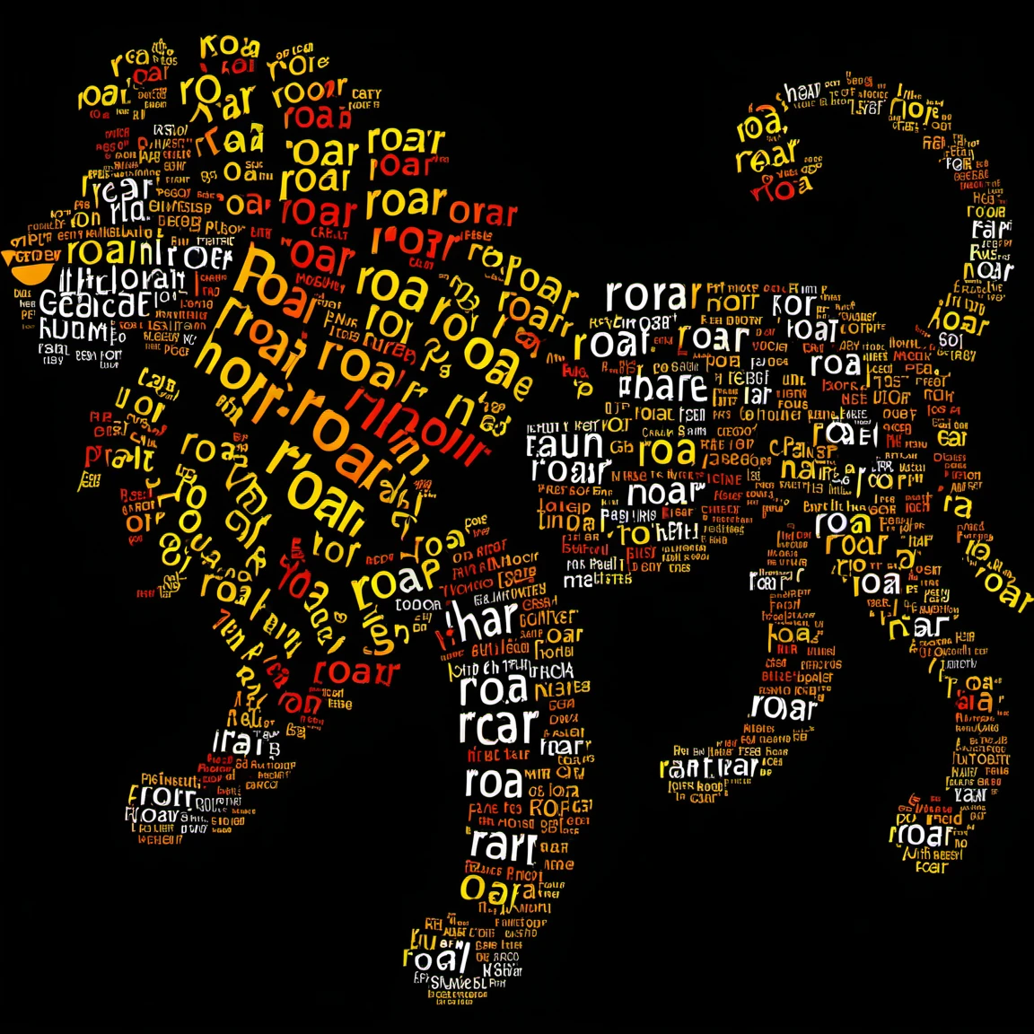 typography_art, lion, roar english text, black background <lora:Typography_art:1>