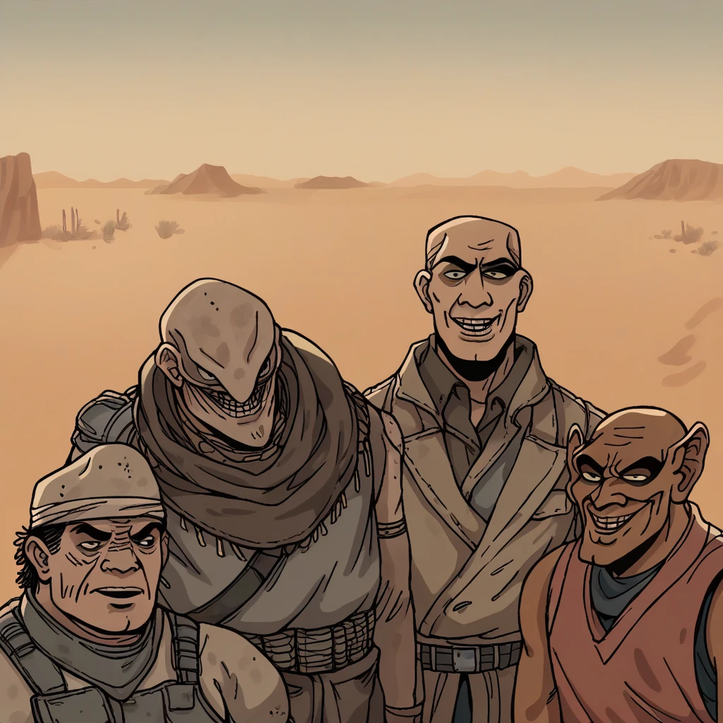 score_9, score_8_up, score_7_up, <lora:m34ndb01s:1.2> m34ndb01s,4boys, multiple boys, cowboy, desert,wild west