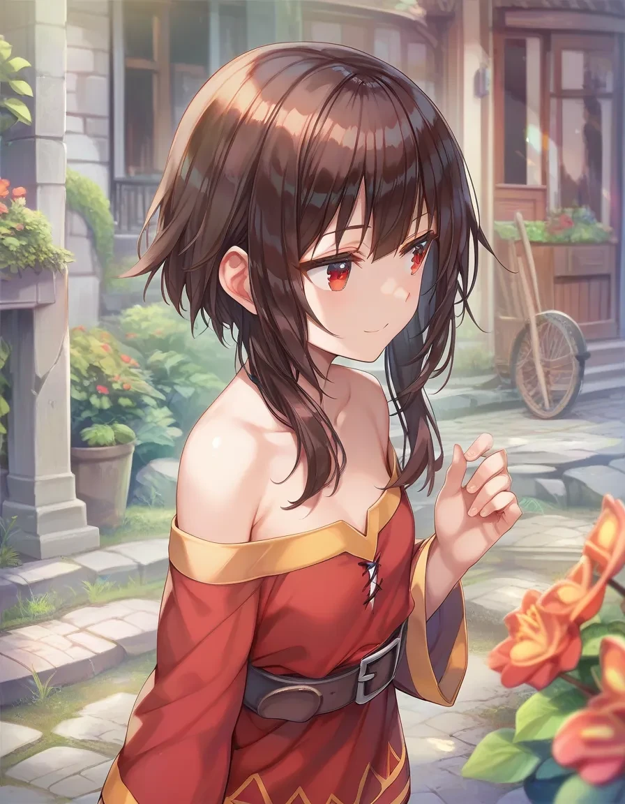 score_9, score_8_up, score_7_up, score_6_up, 1girl, (megumin:0.8), outdoors, looking away, smile, upper body, 
 <lora:torino_aqua_style_pony6_v1-000038:1>