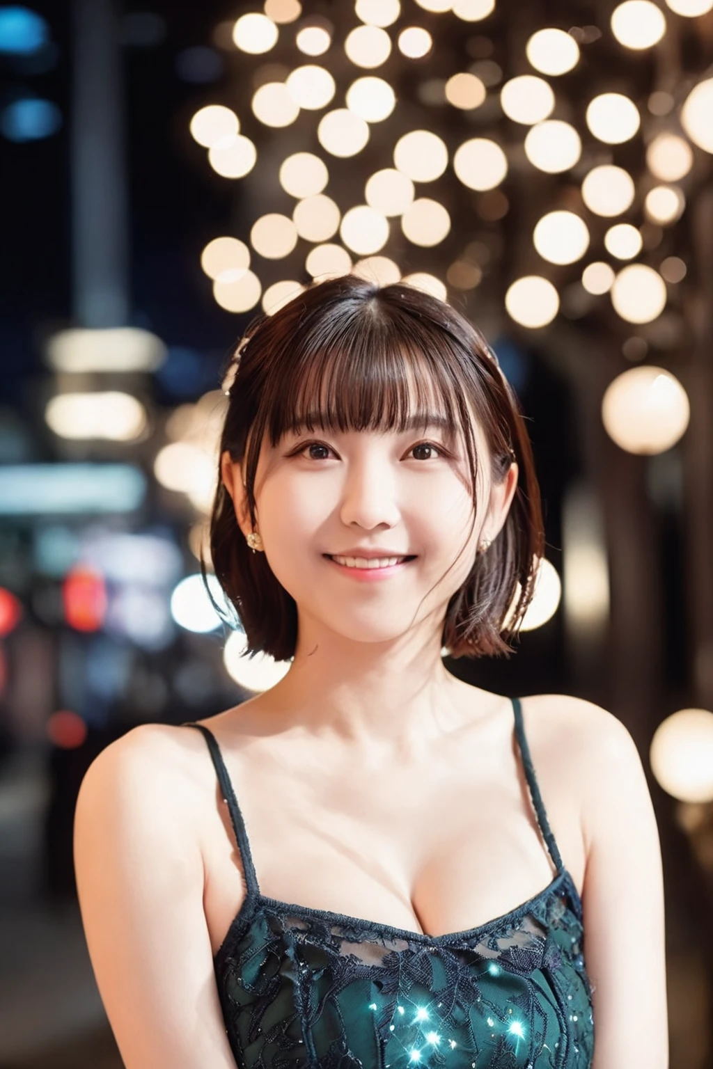 1girl, (masterpiece,RAW photo, best quality:1.4), (realistic, photo-realistic:1.4), an extremely delicate and beautiful, extremely detailed, 8k wallpaper, Amazing, finely detail, extremely detailed CG unity 8k wallpaper, ultra-detailed, highres, soft light, beautiful detailed girl, extremely detailed eyes and face, beautiful detailed nose, beautiful detailed eyes,soft lighting,perfect anatomy, beautiful face,shiny skin,detailed skin,young Japanese idol,short hair,(close up:1.4),
smile,looking at viewer,(cabaret dress:1.3), (bokeh:1.2), large breasts,
<lora:sashidemaria_lora-xl_01:1.2>