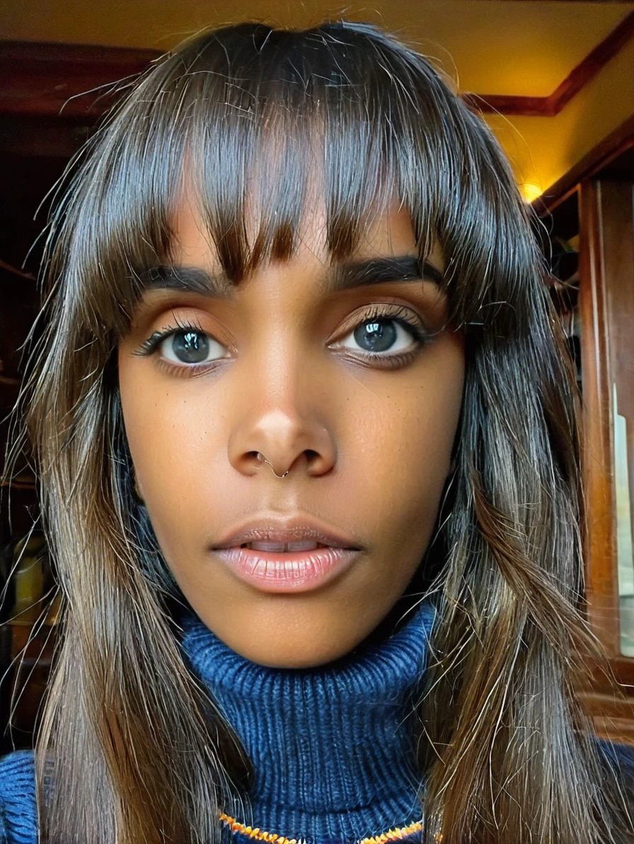 photo, realistic, irl, score_9, score_8_up, score_7_up, score_6_up, source_photo, rating_safe, shym 1girl, 24 years old, mid body portrait, dark skin, straight hair, long hair, bangs, perfecteyes, dark eyes, looking at viewer, shy, blushed, aroused BREAK wearing wool pullover BREAK Dust-Covered Music Room with a Grand Piano
<lora:shym:1>