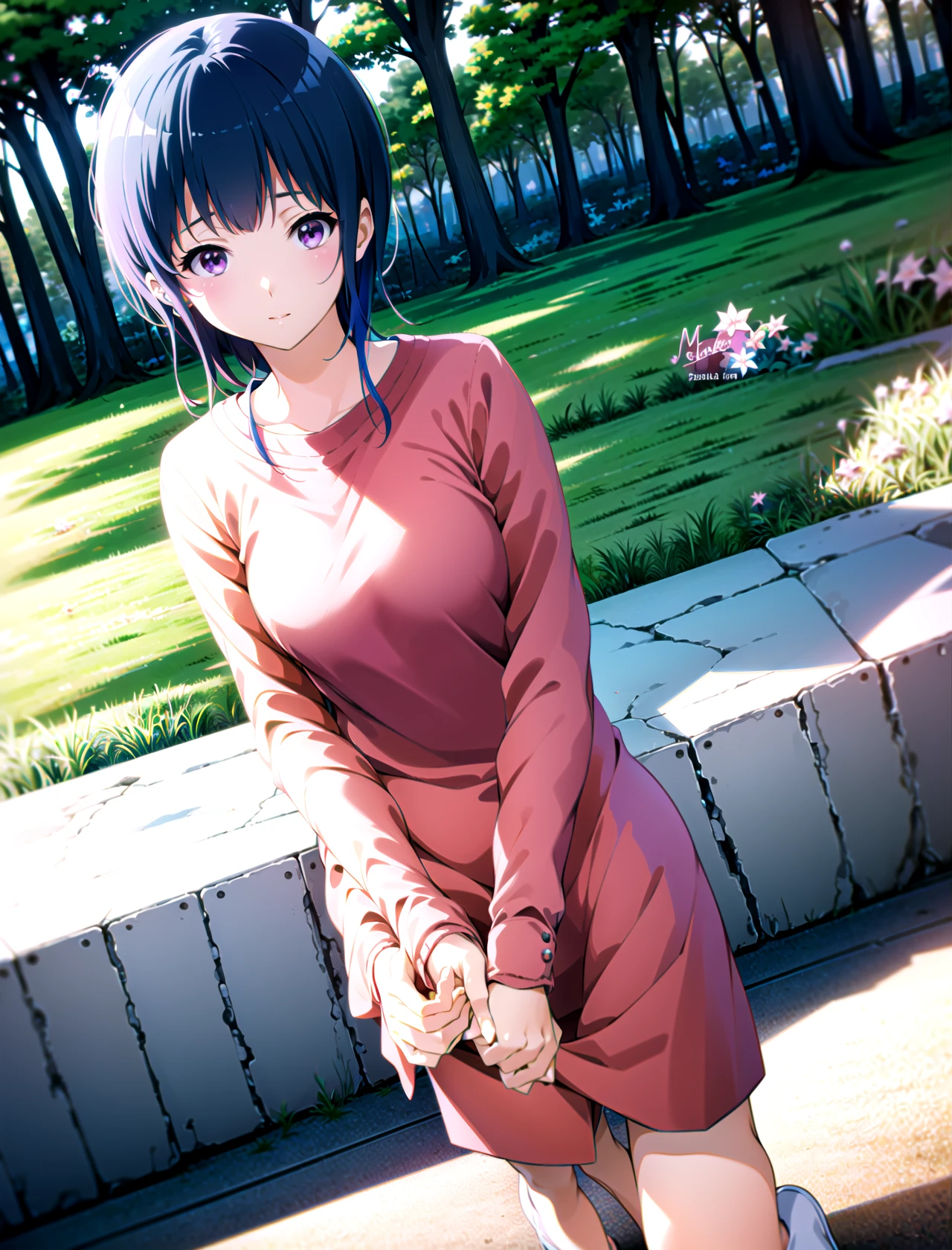 Mizore Yoroizuka, outside, standing <lora:Mizore-Yoroizuka:1>