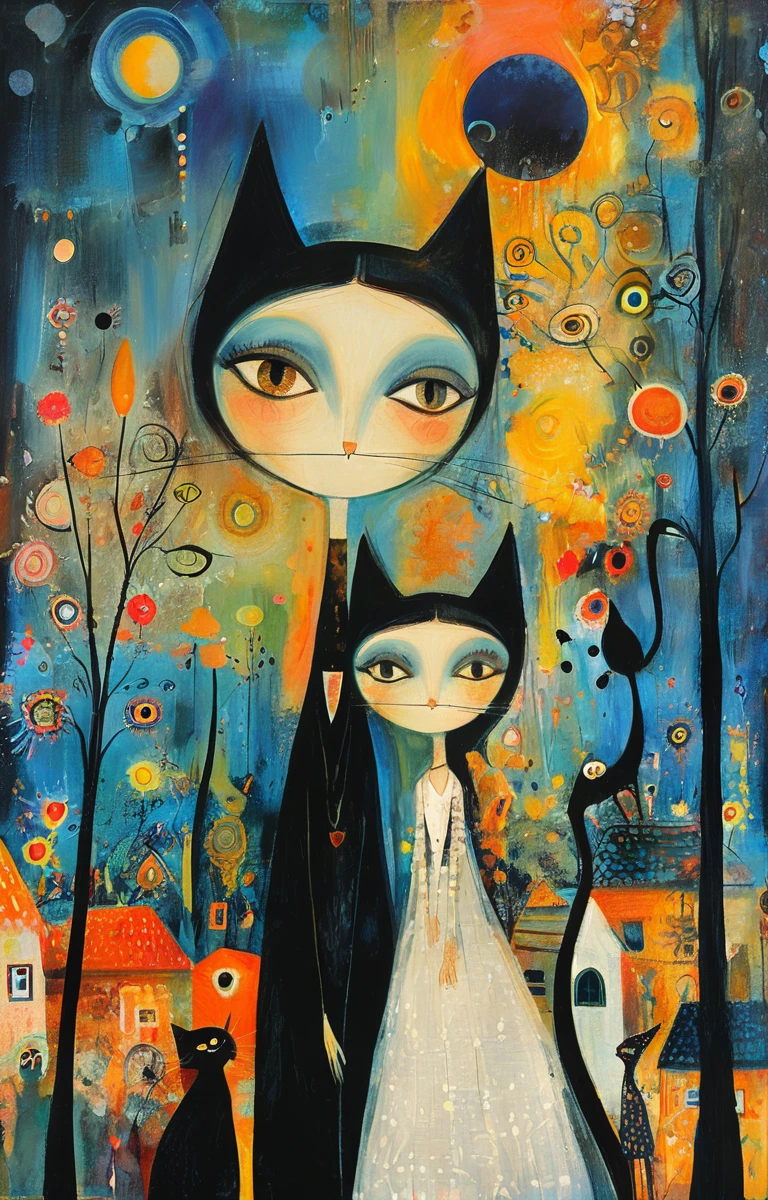 masterpiece,best quality,<lora:tbh199-sdxl:0.9>,illustration,style of Rosina Wachtmeister portrait of family