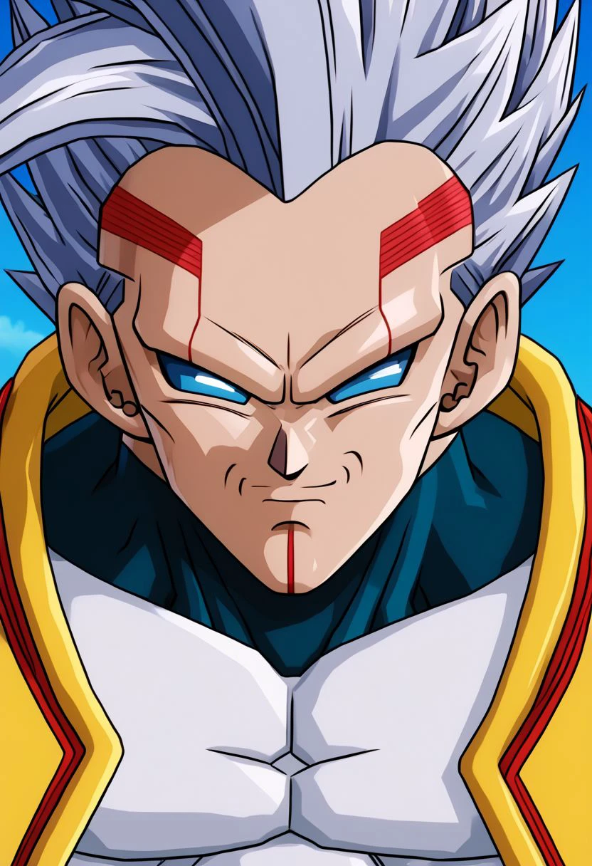 baby vegeta, solo, 1boy, grey hair, blue eyes , male focus, muscle body, black Lycra, handsome, best quality, high quality,