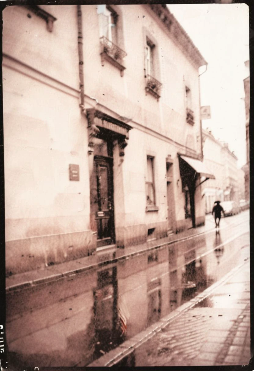 lith_argenta_Superbrom_SBS11PE, instagram photo, a rainy and dark street in europe, hard shadows, film grain