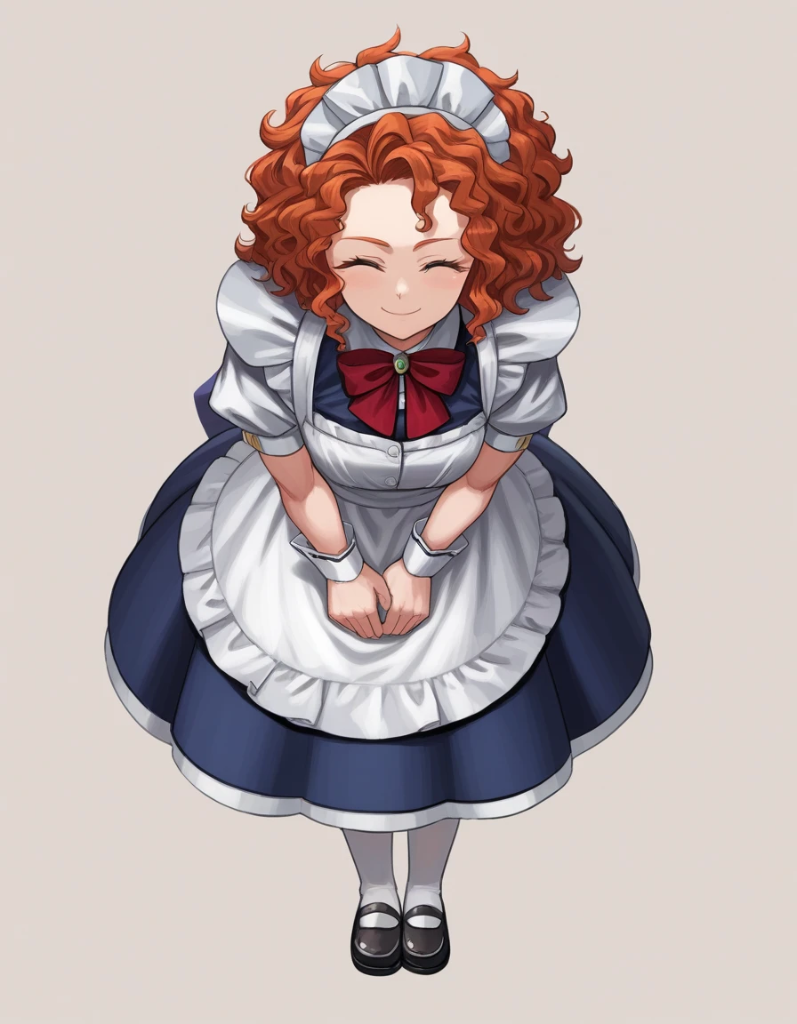 zPDXL, score_9, score_8_up, score_7_up, source_anime, 1girl, solo, (portrait),
<lora:Tatsuya_v2:1> tatsuya, Merida \(Brave\), red hair, messy hair, smile, bent over, maid, white pantyhose, black footwear , maid headdress, juliet sleeves,