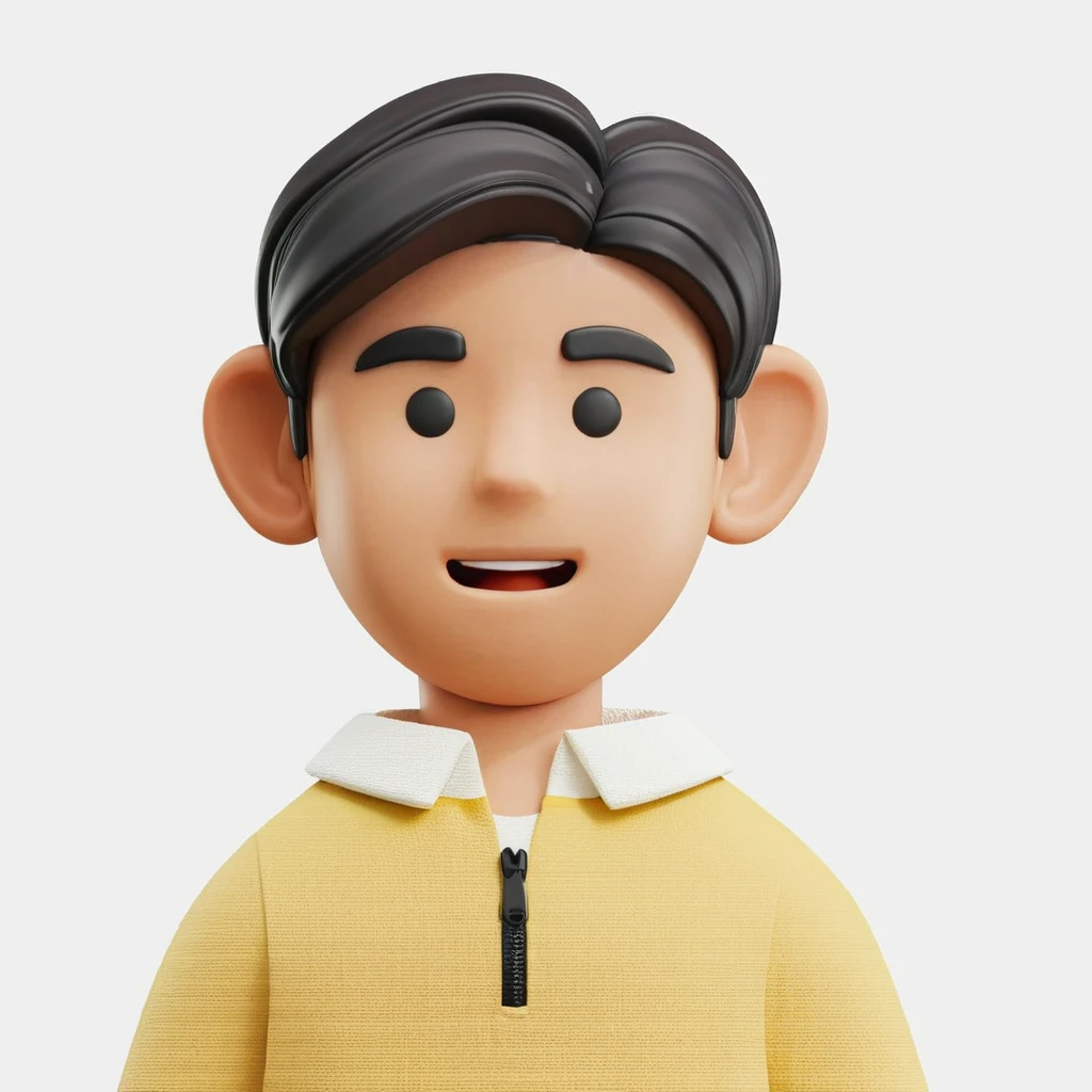 clay style,1boy,solo,black hair,open mouth,simple background,white background,black eyes,looking at viewer,yellow shirt,smile,brown skin,upper body,3d,<lora:clay style:0.6>,
