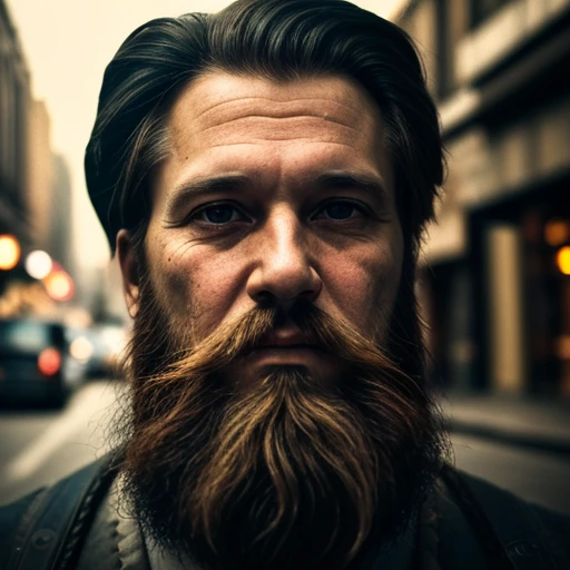 1man,solo,beard,old,street,cinematic light,portrait,
