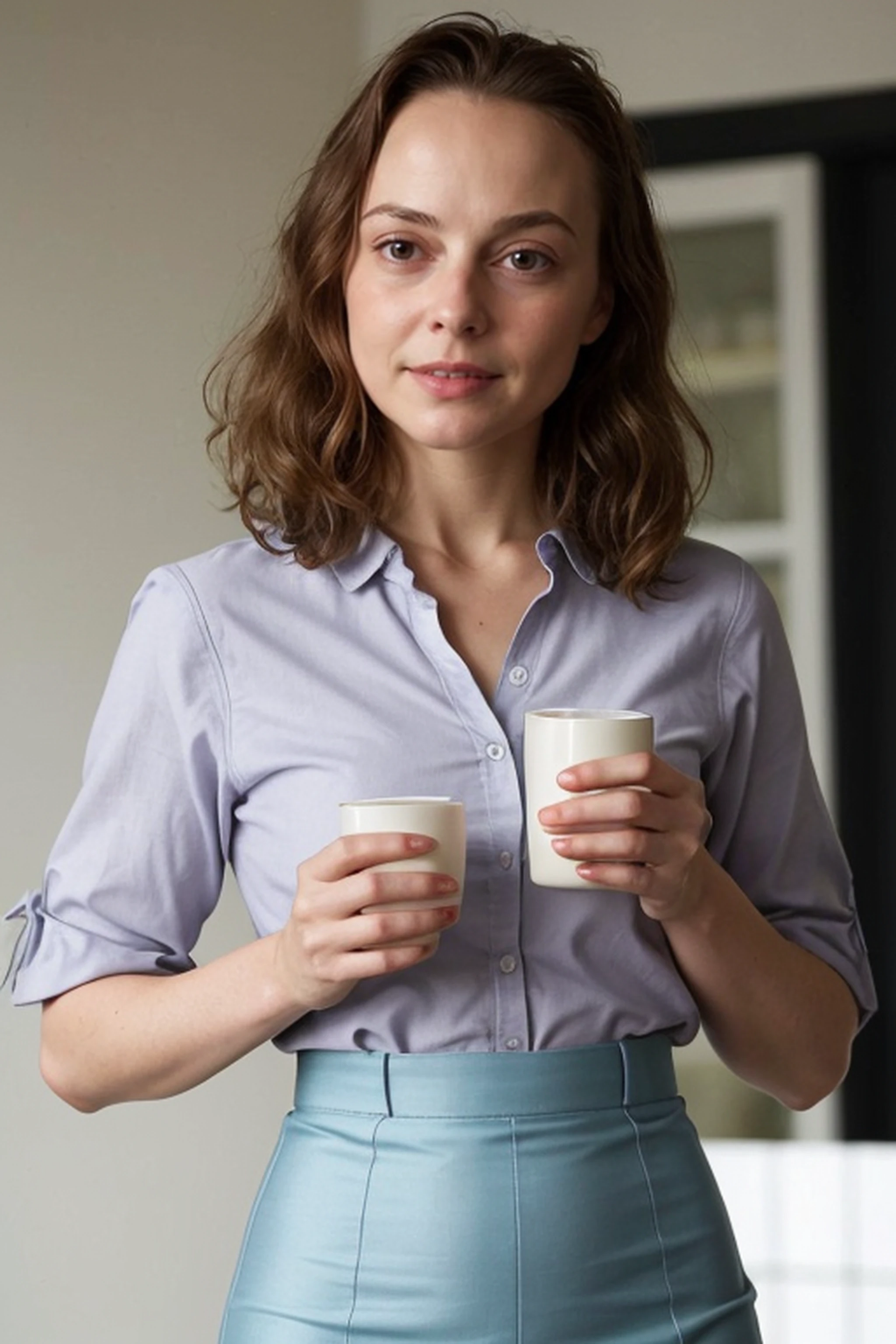 a professional absurdres intricately detailed sharp focus photograph of a beautiful (AnastasiaPronina:0.9),
wearing a conservative tie-dyed suit jacket and long orange swirled pencil skirt, drinking out of a human skull, with a gentle smile