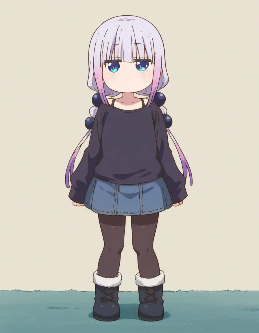 zPDXL, score_9, score_8_up, score_7_up, source_anime, (portrait), <lora:KobayashiDragonPack:1> drgmd, 1girl, solo,
kanna kamui, ite, litrl, child, plpurple hair, long hair, low twintails, blue eyes, flat chest , denim-skirt, (pantyhose), winter-coat, black-camisole, winter-boots, expressionless, dojikko_pose,