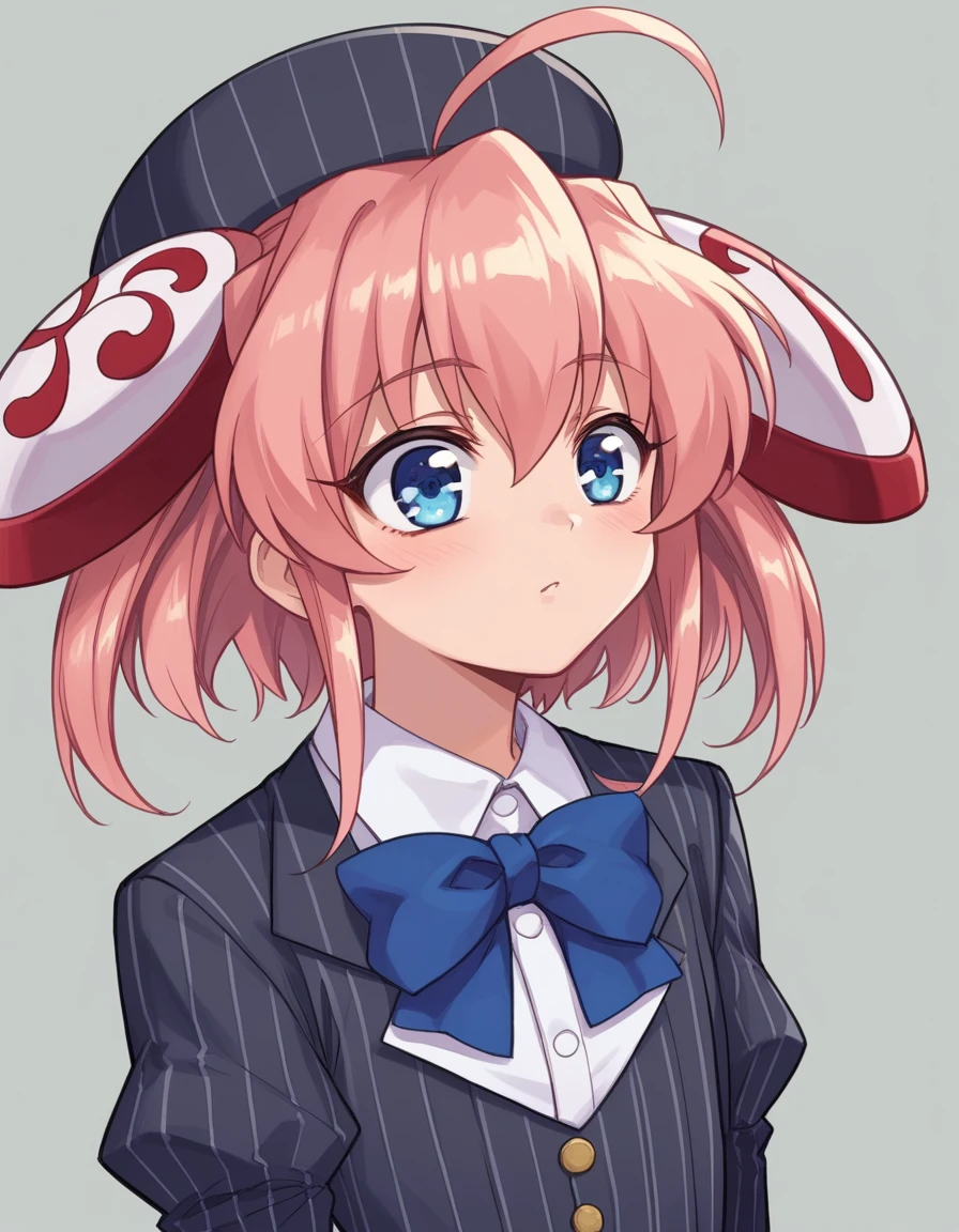 zPDXL, score_9, score_8_up, score_7_up, source_anime,
1girl, solo, <lora:Rizelmine_v2-20:0.8> rizel, ahoge, short hair, hair ornament, hairpods, pink hair, blue eyes, petite, flat chest, gangster from the year 1920, wearing a black silk-lined suit, pinstripe fedora, wingtip shoes, bow tie, (portrait)