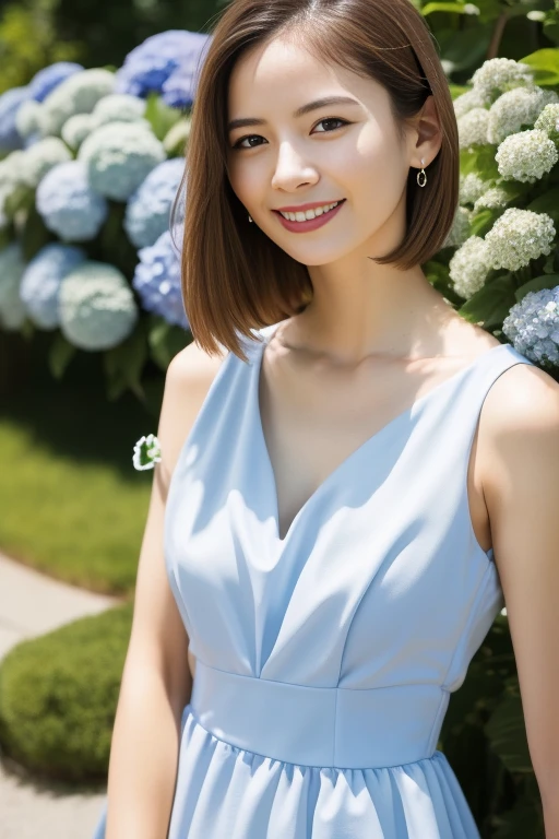 1girl,(RAW photo, best quality), (realistic, photo-realistic:1.4), masterpiece, an extremely delicate and beautiful, extremely detailed, 2k wallpaper, Amazing, finely detail, extremely detailed CG unity 8k wallpaper, ultra-detailed, highres, soft light, beautiful detailed girl, extremely detailed eyes and face, beautiful detailed nose, beautiful detailed eyes,cinematic lighting,perfect anatomy,slender body
wearing a blue peplum dress,blue skirt,(bokeh:1.2)
at a shrine,tall stone stairs,(hydrangea flowers),cloudy
,smile
<lora:asahinao_lora:0.8> (short hair)