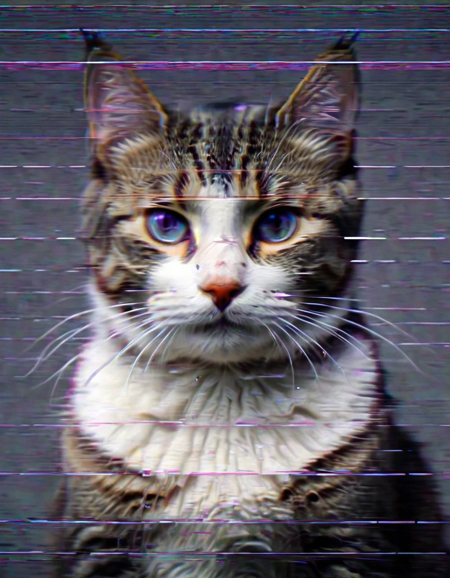 vhsartisticlora, 1cat, solo, glitch