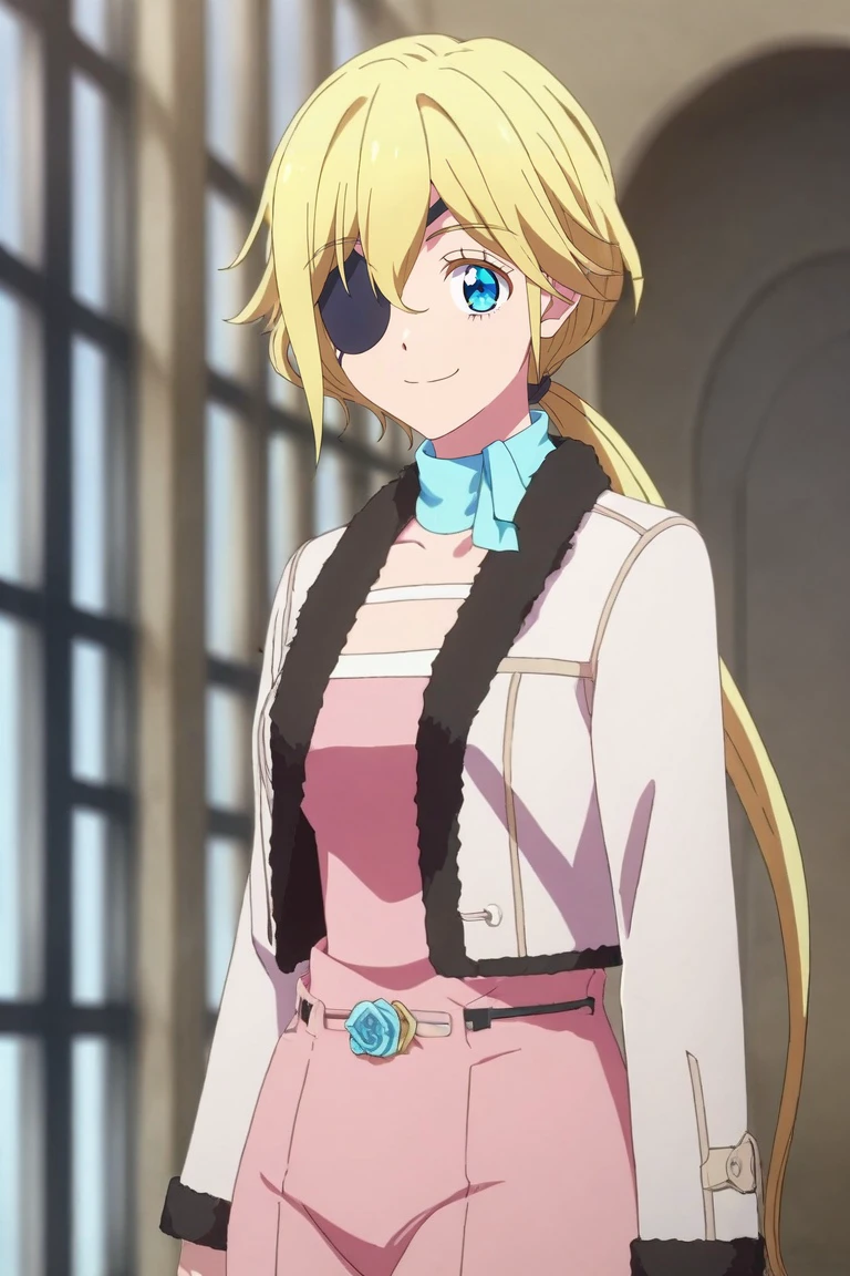 score_9, score_8_up, score_7_up, source_anime, rating_safe, intricate details, (3d:0.4), looking at viewer, depth of field, 1girl, solo, <lora:muriel_besson_pony:0.96>, muriel_besson, blonde hair, blue eyes, eyepatch, long hair, ponytail, low ponytail, cowboy shot, atlantis, dusk, floating, happy, , <lora:sdxl_lightning_8step_lora:1>