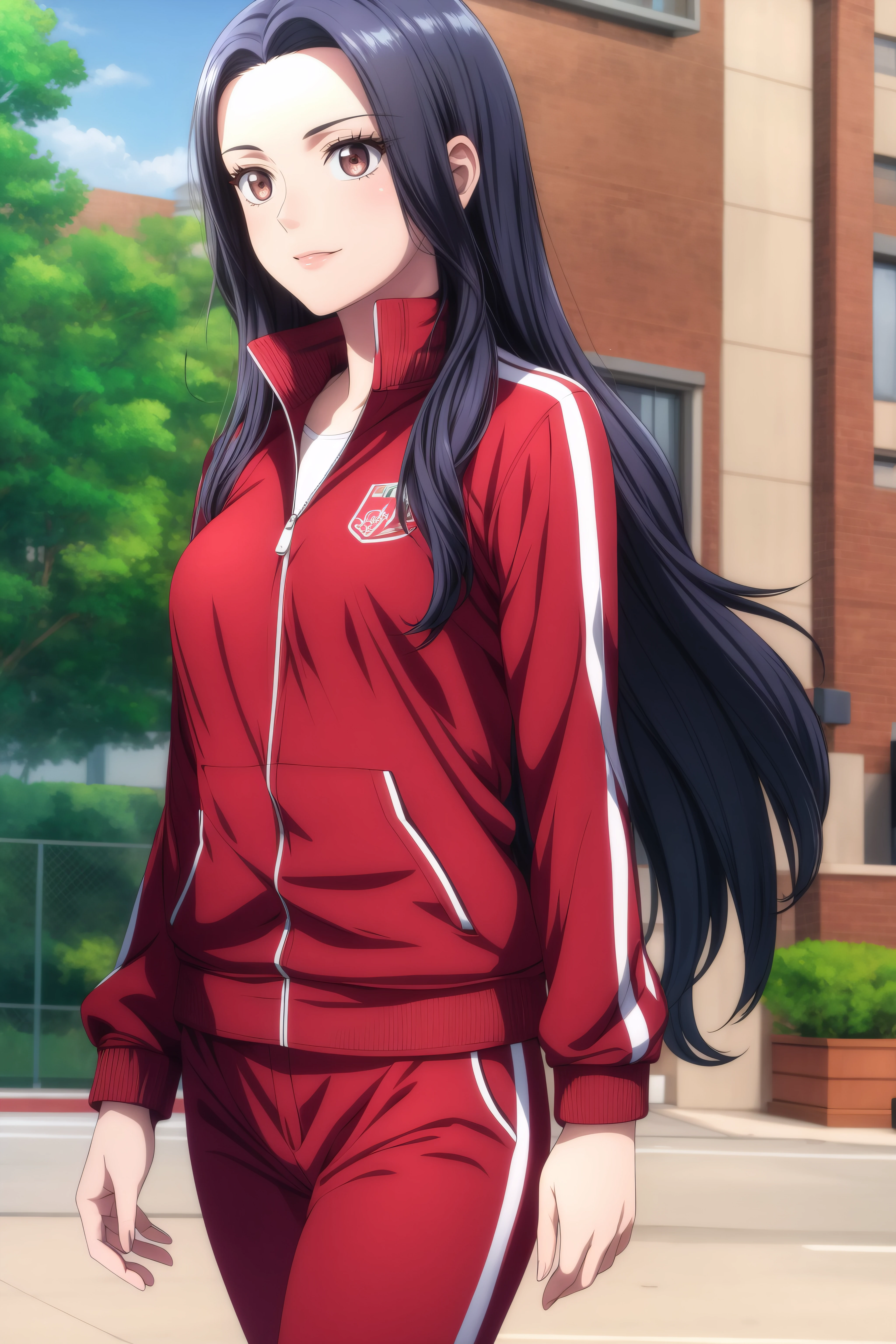 (masterpiece, best quality), <lora:geum-ok yeon-lora-Faxtron:0.8> geum-ok yeon, brown eyes, black hair, long hair, medium breasts, red track jacket, red track pants,
<lora:add_detail:0.8>
