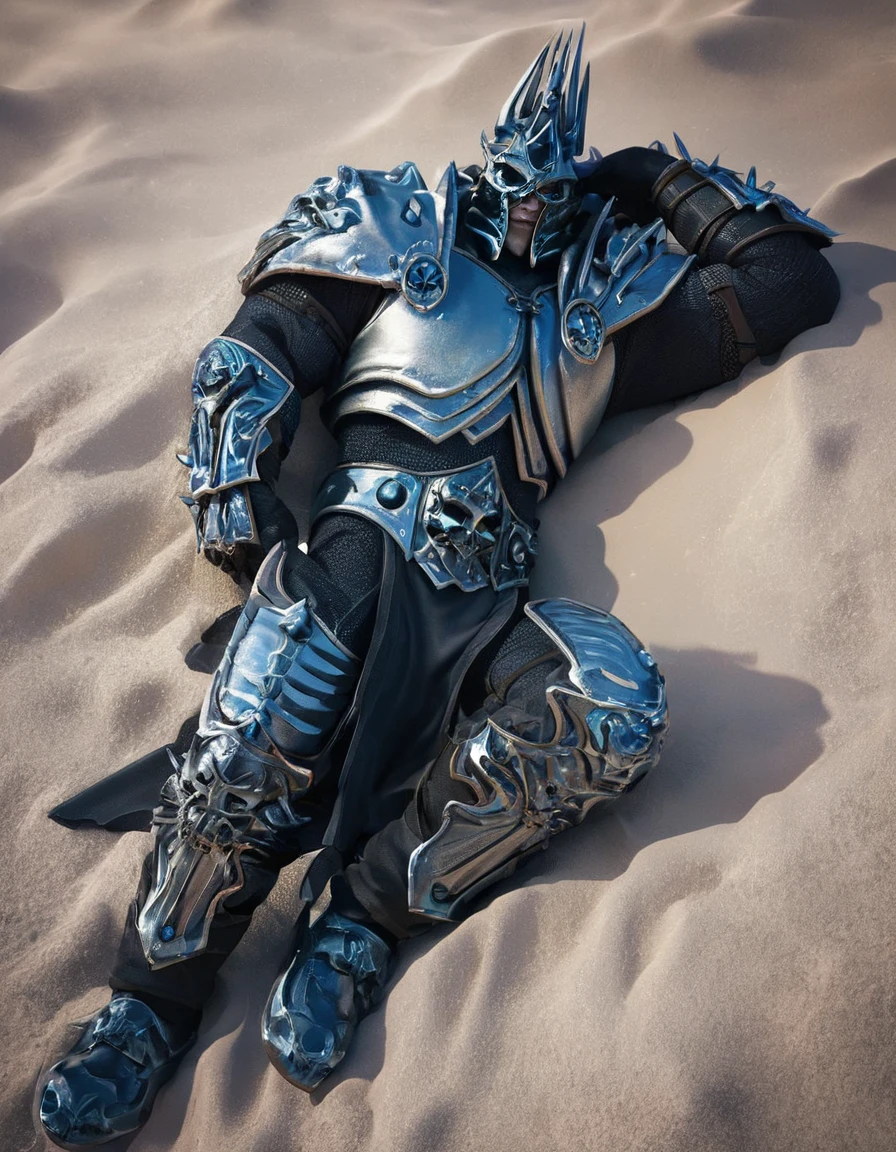 score_9, score_8_up, score_7_up, source_furry, 
1boy wearing arth4s armor, sunbathing, lying on sand,happy, 
 <lora:arthas:0.9>