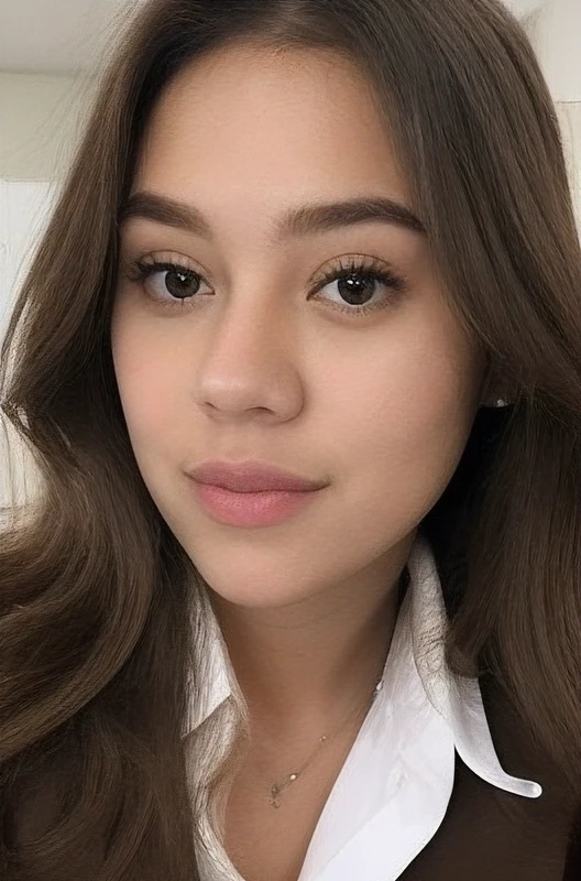 <lora:REALMIX-GGGWWILDGMix-007:1>,,1girl, best hair day, brown eyes, brown jacket, collared shirt, forehead, long hair, realmixgirl, shirt, white shirt
