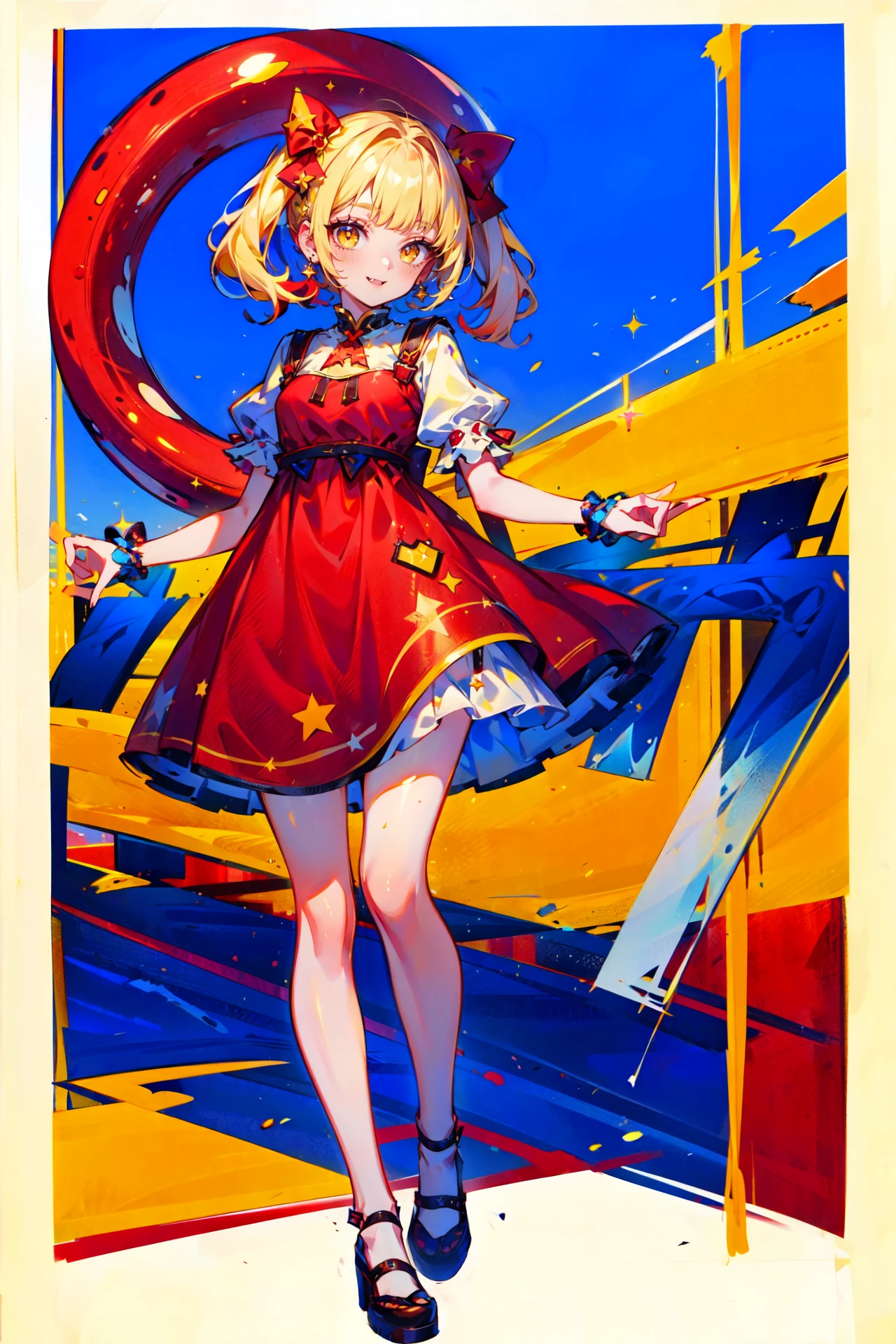 ((best quality, masterpiece, absurdres, super-resolution)) 1girl, full body, cute dress,  red, yellow, blue,  <lora:PRIMARY-CORE_v1.0:1>