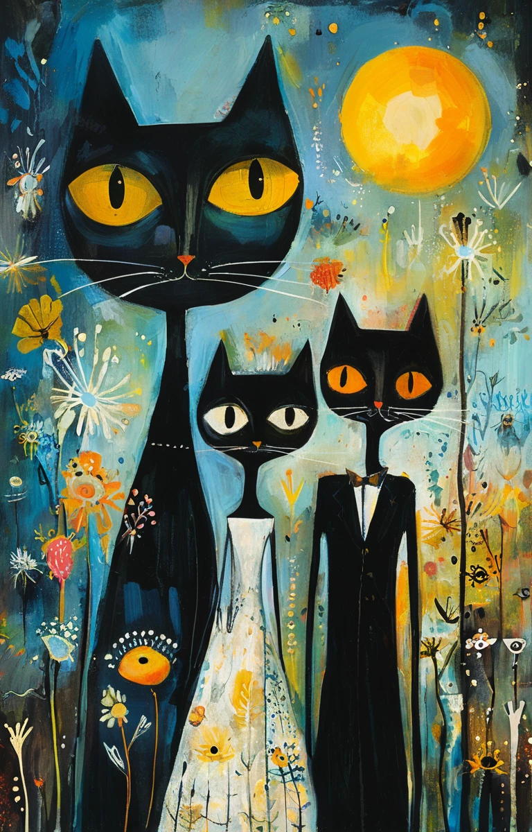 masterpiece,best quality,<lora:tbh199-sdxl:0.9>,illustration,style of Rosina Wachtmeister portrait of family