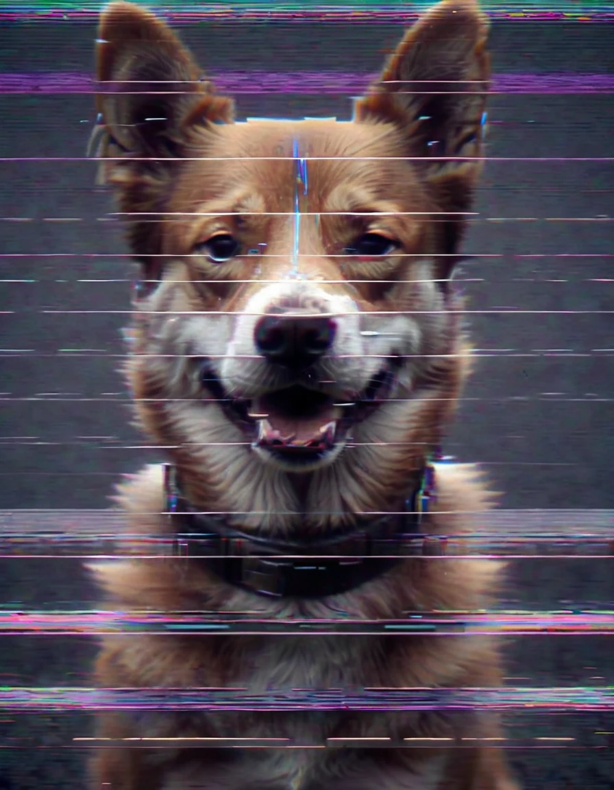 vhsartisticlora, 1dog, solo, glitch