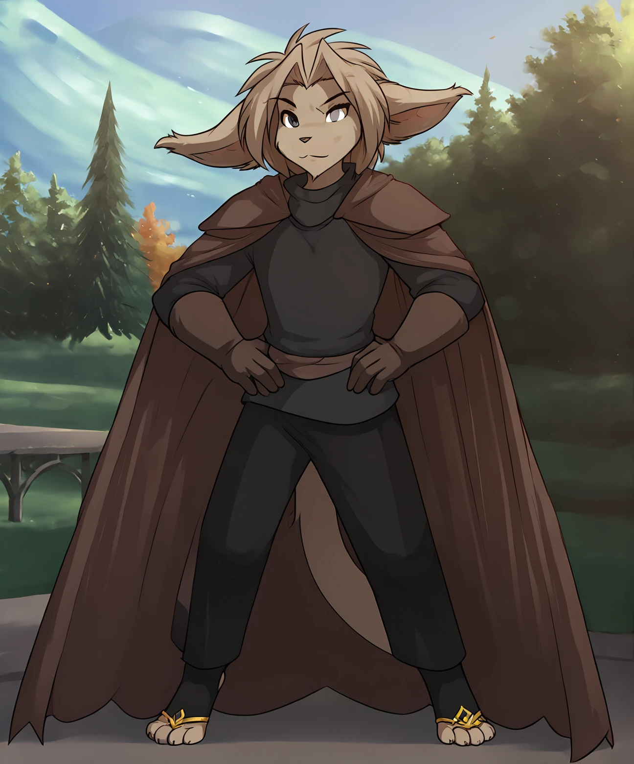 score_9, score_8_up, score_7_up,score_6_up,score_5_up, source_furry
BREAK
solo, furry male anthro, medium hair, flat chest, (seductive), cape, pauldron, armor, gloves, (outdoors, park), toeless legwear, hands on hips
BREAK
<lora:Alaric-Twokinds-SDXL-AnonTK-V6:1>, alaric-twokinds, basitin, mammal, feline tail, grey eyes