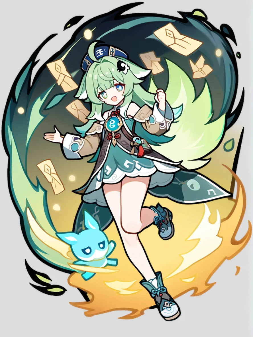 1girl,
huohuo \(honkai: star rail\),
solo, long hair, paper doll, green eyes, chinese clothes, open mouth, transparent background, long sleeves, full body, symbol-shaped pupils, animal ears, looking at viewer, ahoge, fiery tail, fiery aura, green hair, bare shoulders, talisman, fox ears, tail, yin yang,
safe
<lora:mki-ani31-GenshinPV-v2-000012:1>