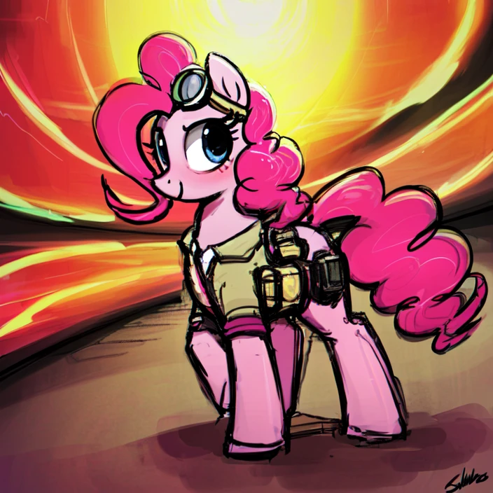 safe, solo, pinkie pie, pony, mare, fusion reactor, goggles, artist:lumineko, artist:selenophile