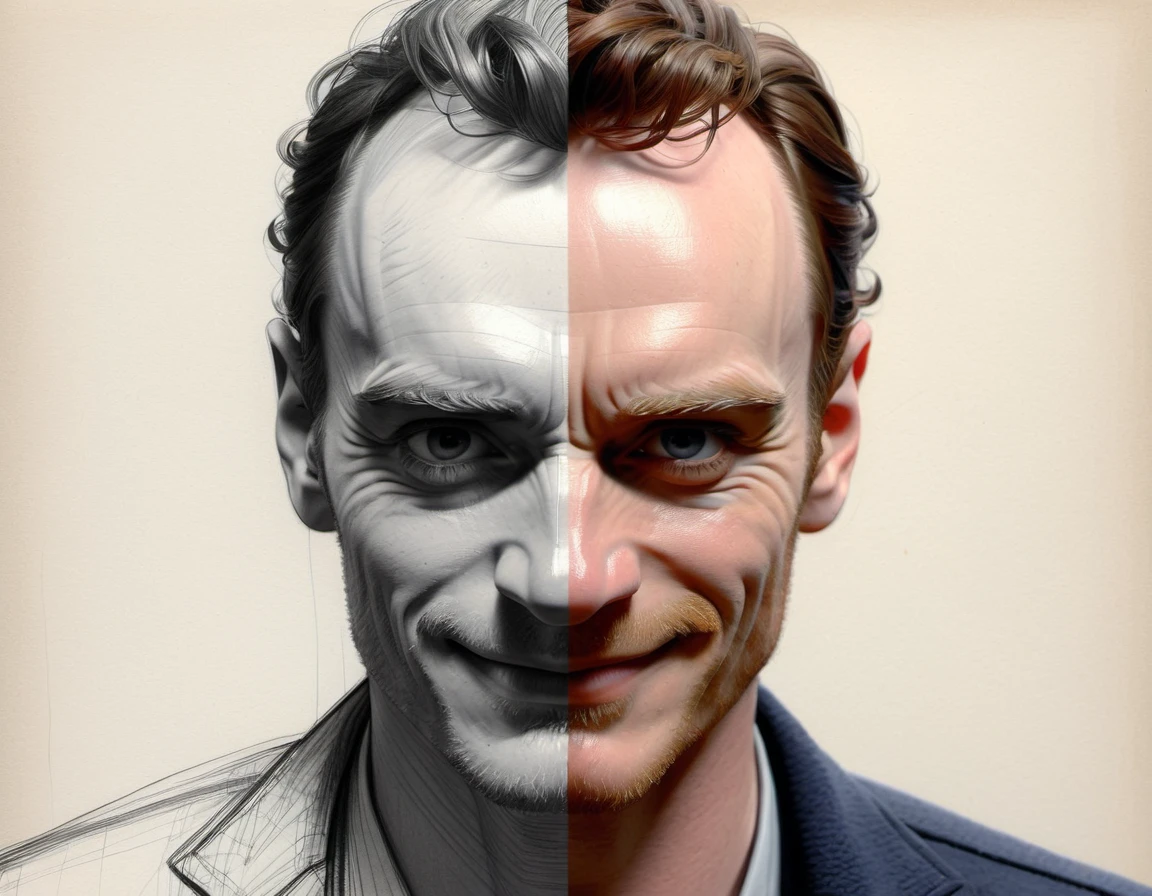 
SketchSplit, Michael Fassbender, shy smile