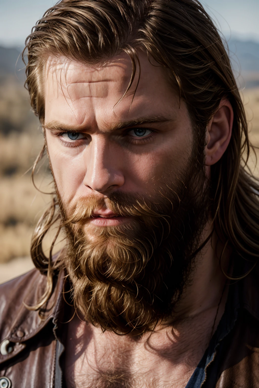 breathtaking RAW photo, . 35mm photograph, film, bokeh, professional, 4k, highly detailed, film, award-winning, masterpiece, cinematic lighting, UHD, HDR, best quality, masterpiece, looking at viewer, male, (long blonde hair, blue eyes, masculine, epic beard), close up, head shot, portrait, country side background,
<lora:Joe_Doe_AI_Model_For_1.5:0.6>