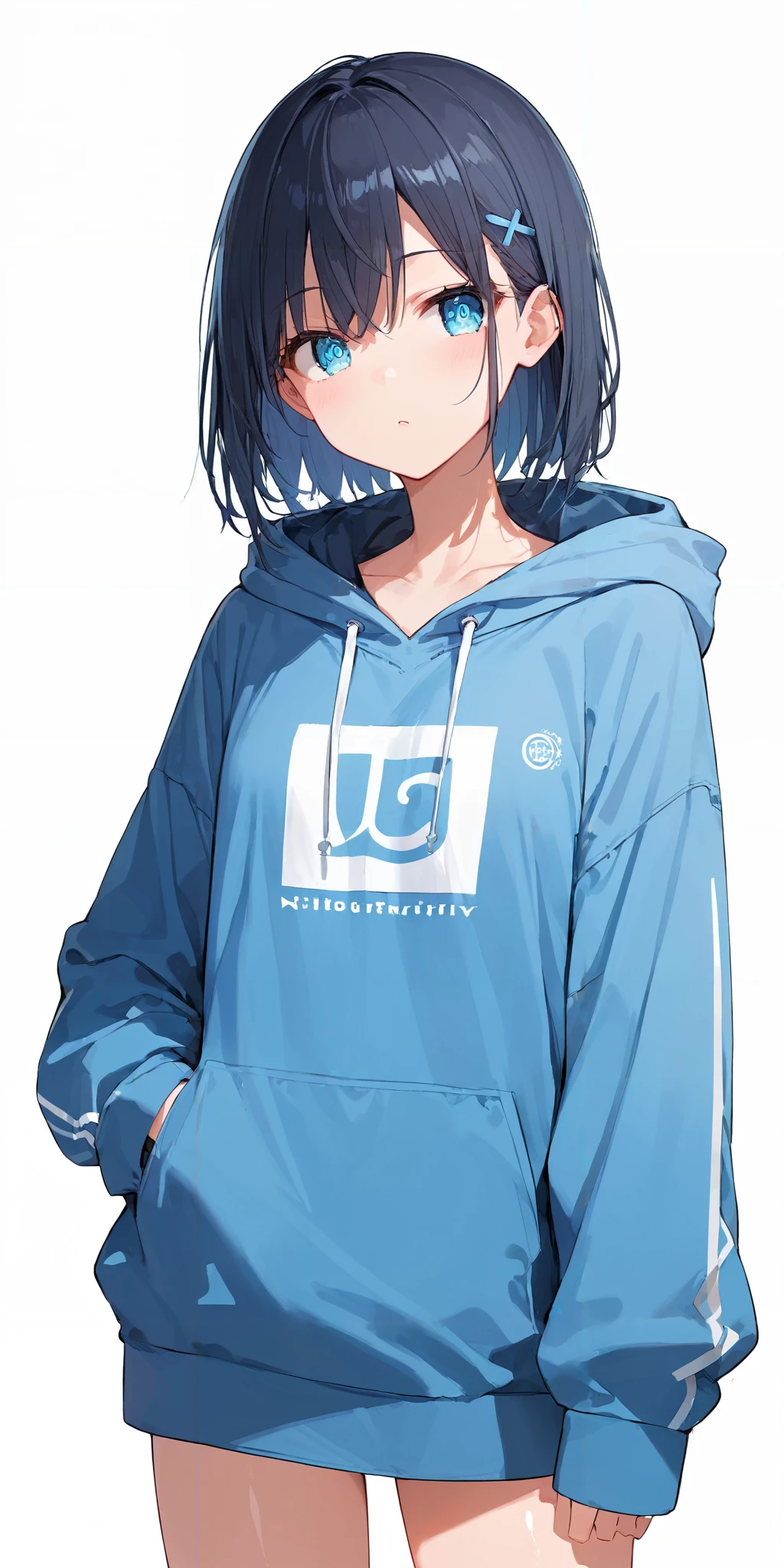 score_9, score_8_up, score_7_up,source_anime, high res image,masterpiece,best quality,girl,cute face,clear skin,shiny hair,ultra detailed eyes,simple background,<lora:hoodie_pony_V1.0:1> jyojifuku, hoodie