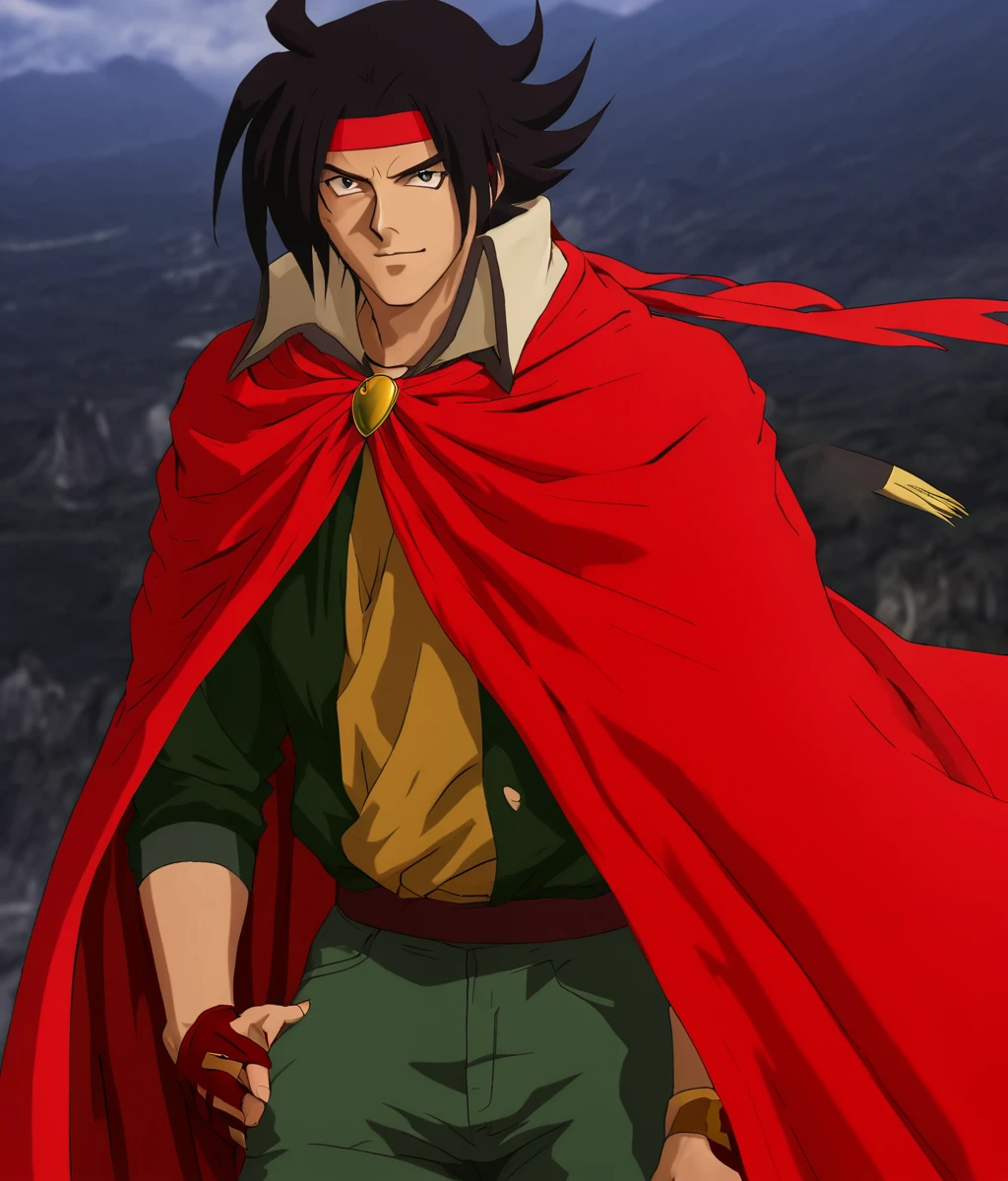 <lora:Domon_Kasshu_from_Mobile_Fighter_G_Gundam:0.9> domon kasshu, anime style, male, wearing red cape,
hd, high resolution, 4k, 8k, masterpiece