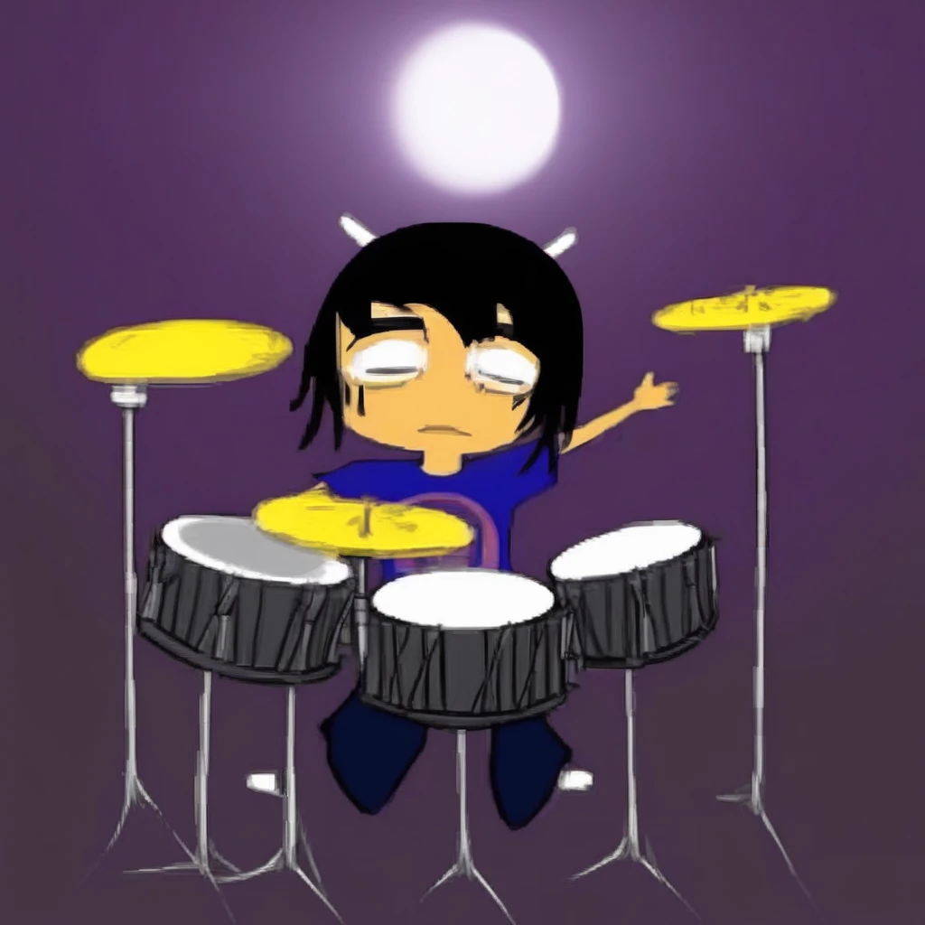 male focus, t-shirt, 1boy, drum, crying, 6+boys, blurry, crescent, closed eyes