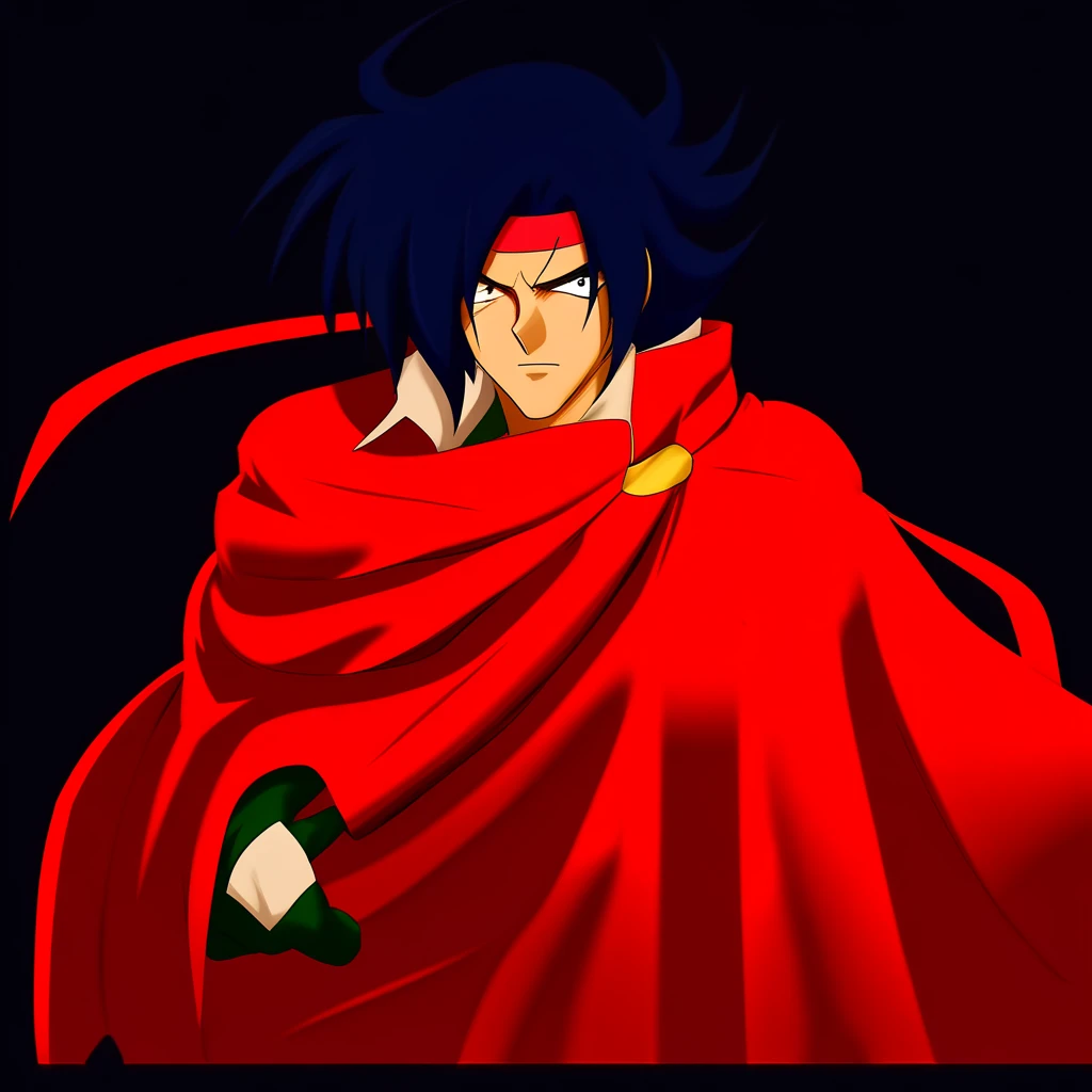 Domon Kasshu, wearing red cape, hd, 4k, 8k, masterpiece, anime style