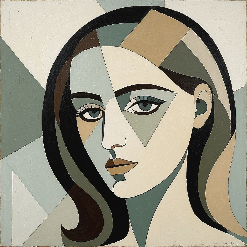 Picasso cubism art of a woman,subtle colors, minimalist, faint, saxsnk,  <lora:sasink_juggerX_xl_2_st-saxsnk-000088:1>