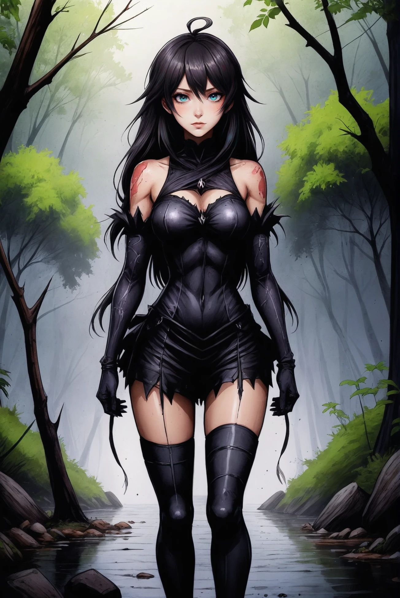 detailed dark anime sketch, full body, Riparian Zone<lora:EnvyStarlightDarkAnime03:1.25>