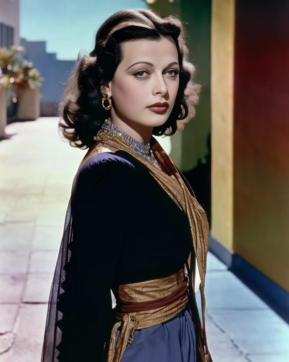 <lora:HedyLamarr:1> Hedy Lamarr walking the streets, properly dressed, 4k, raw, full color, master piece